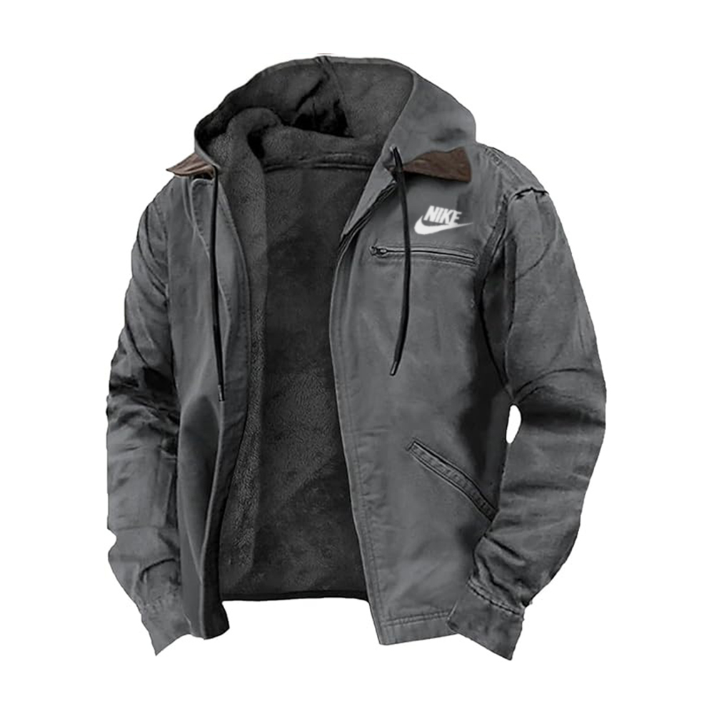 2025 NIKE®-Heavyweight Winter Hoodie Jacket Casual Stylish Zip Up Warm Fleece Sherpa Lined Jackets Coats With Pockets