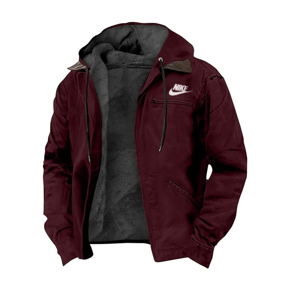 2025 NIKE®-Heavyweight Winter Hoodie Jacket Casual Stylish Zip Up Warm Fleece Sherpa Lined Jackets Coats With Pockets