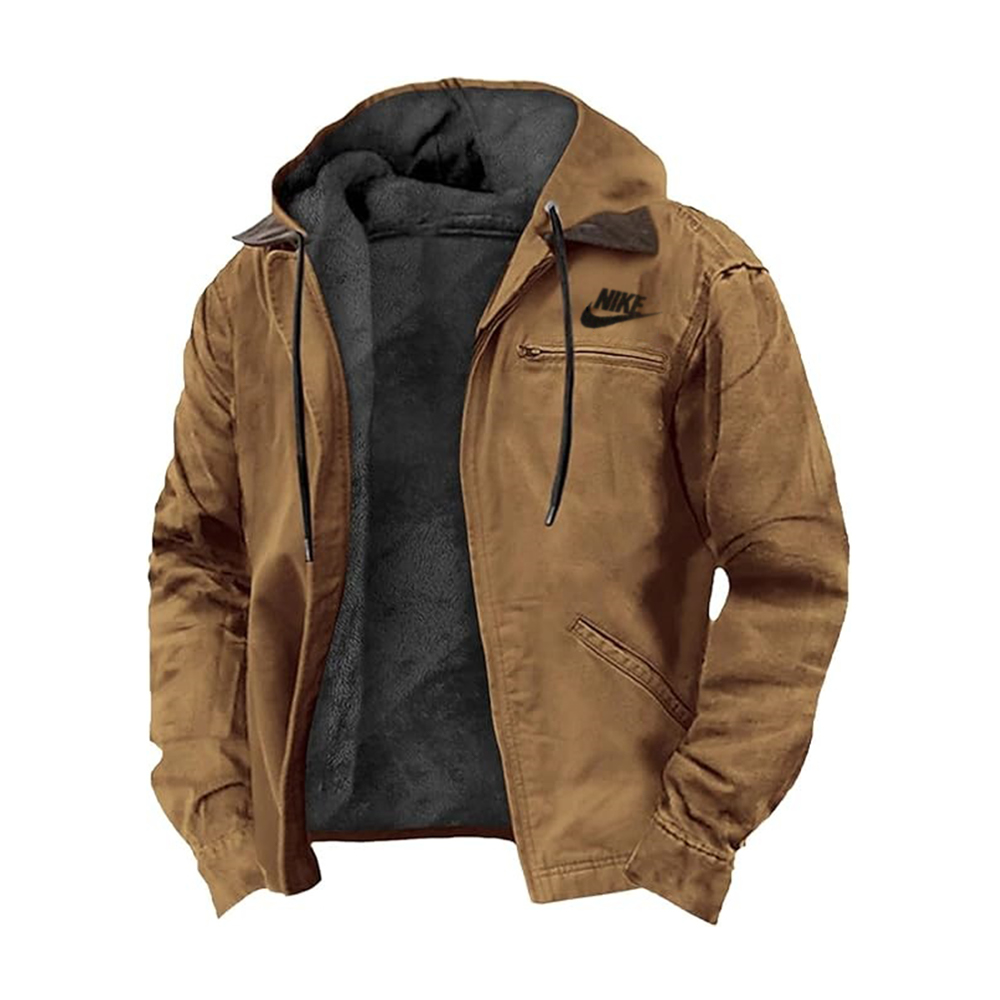 2025 NIKE®-Heavyweight Winter Hoodie Jacket Casual Stylish Zip Up Warm Fleece Sherpa Lined Jackets Coats With Pockets