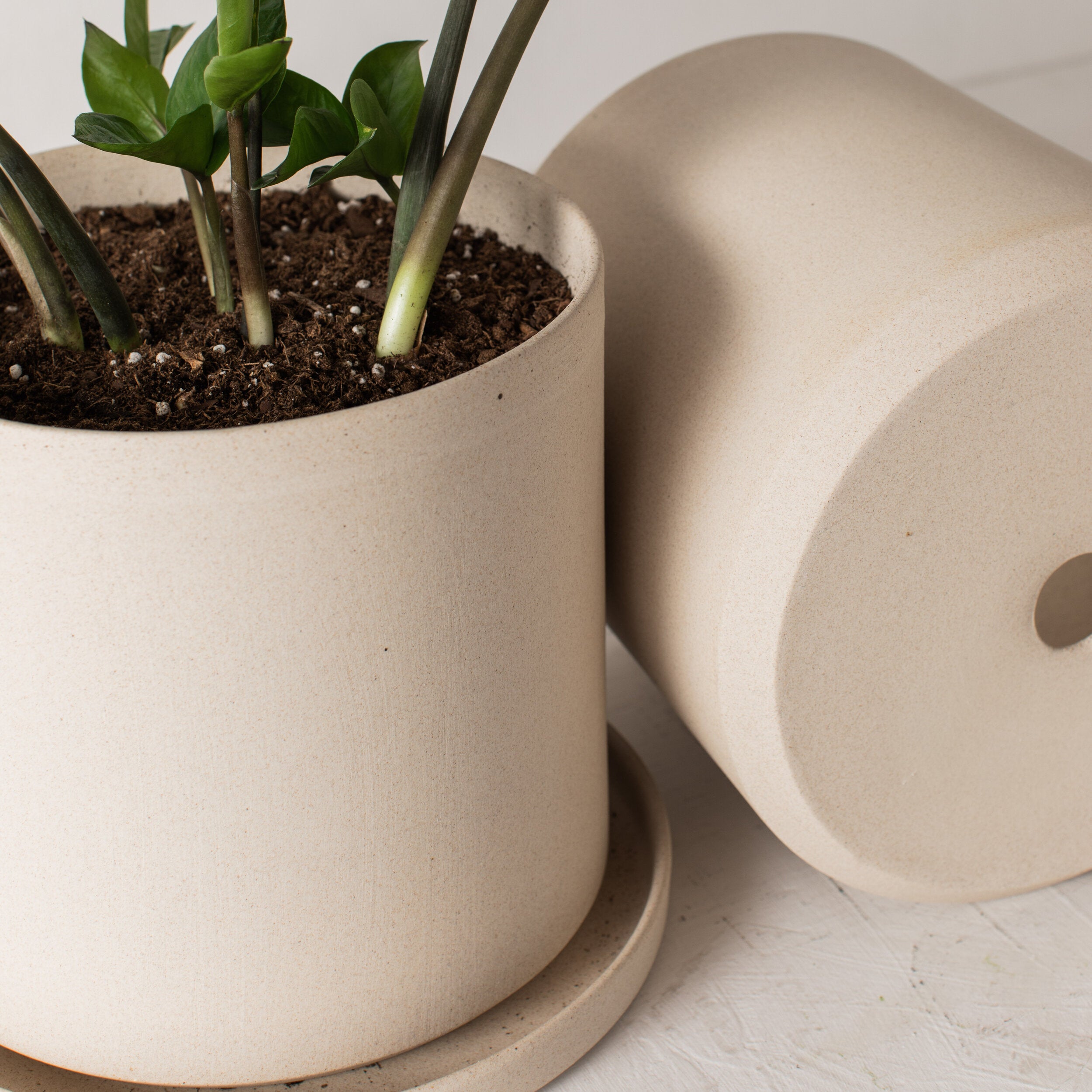 8" Minimal Planter | Raw Stoneware image 5