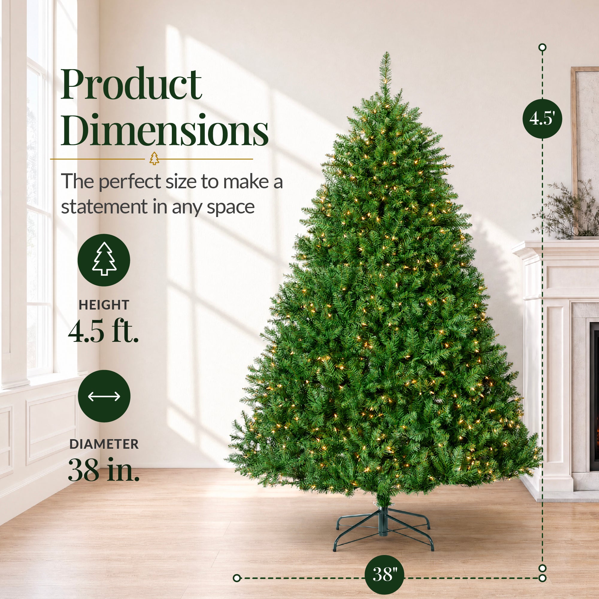 Close-up of viral twinkling LED lights on Douglas Fir tree branches