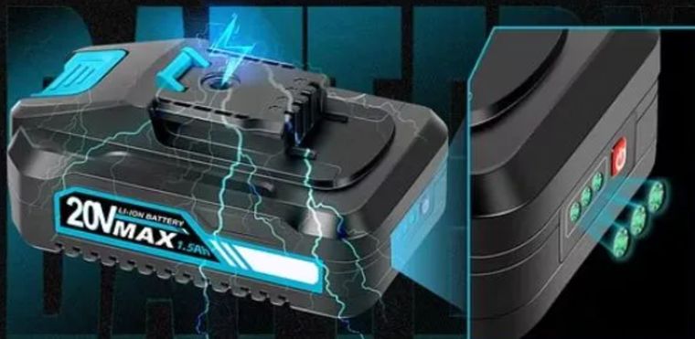 SAKER 20V MAX 1.5Ah lithium battery with level indicator