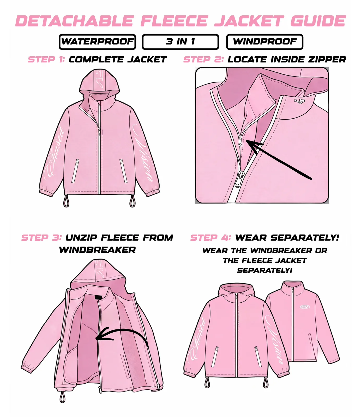 BLACK 3IN1 WINDBREAKER