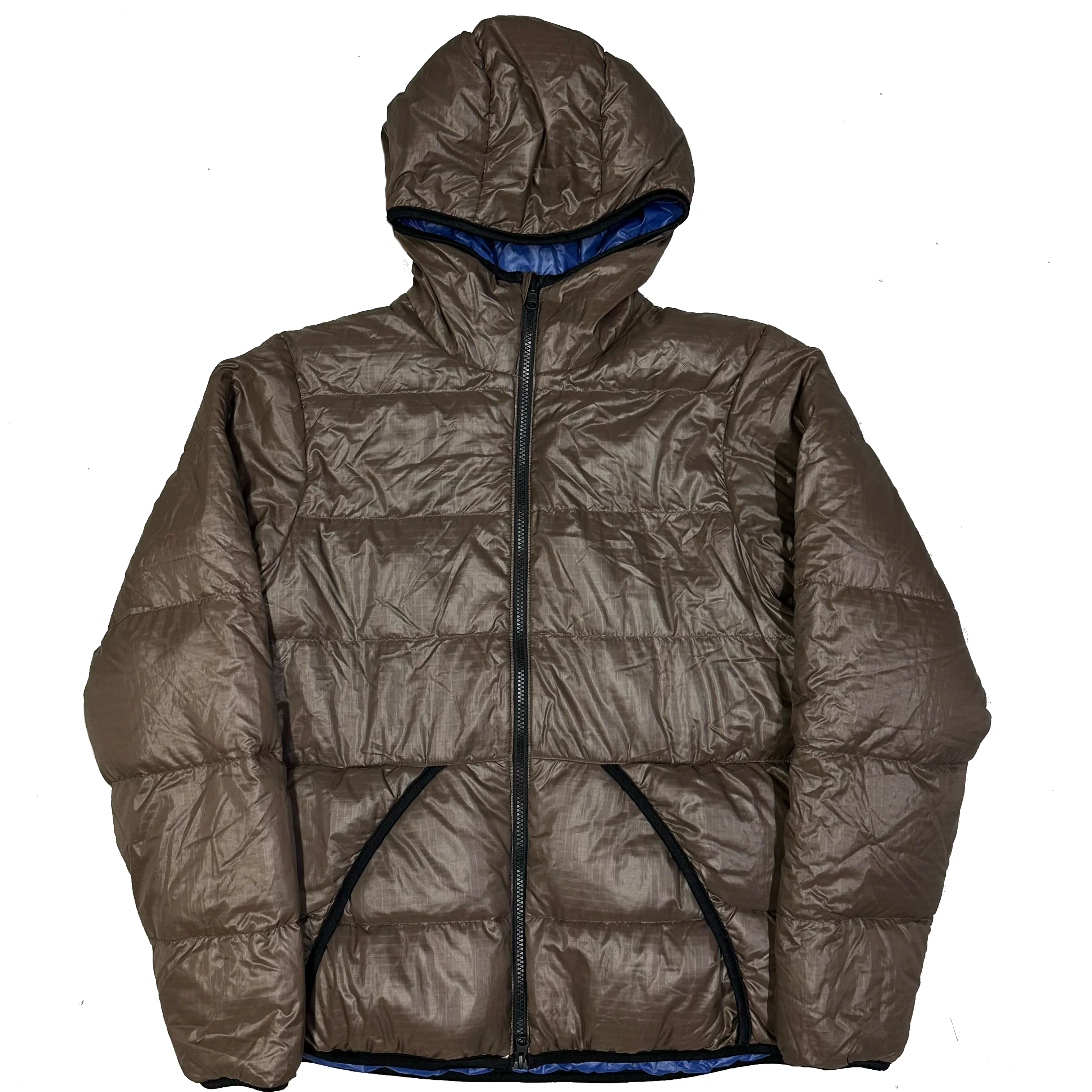 Reversible Puffer Jacket In Brown & Blue - product image