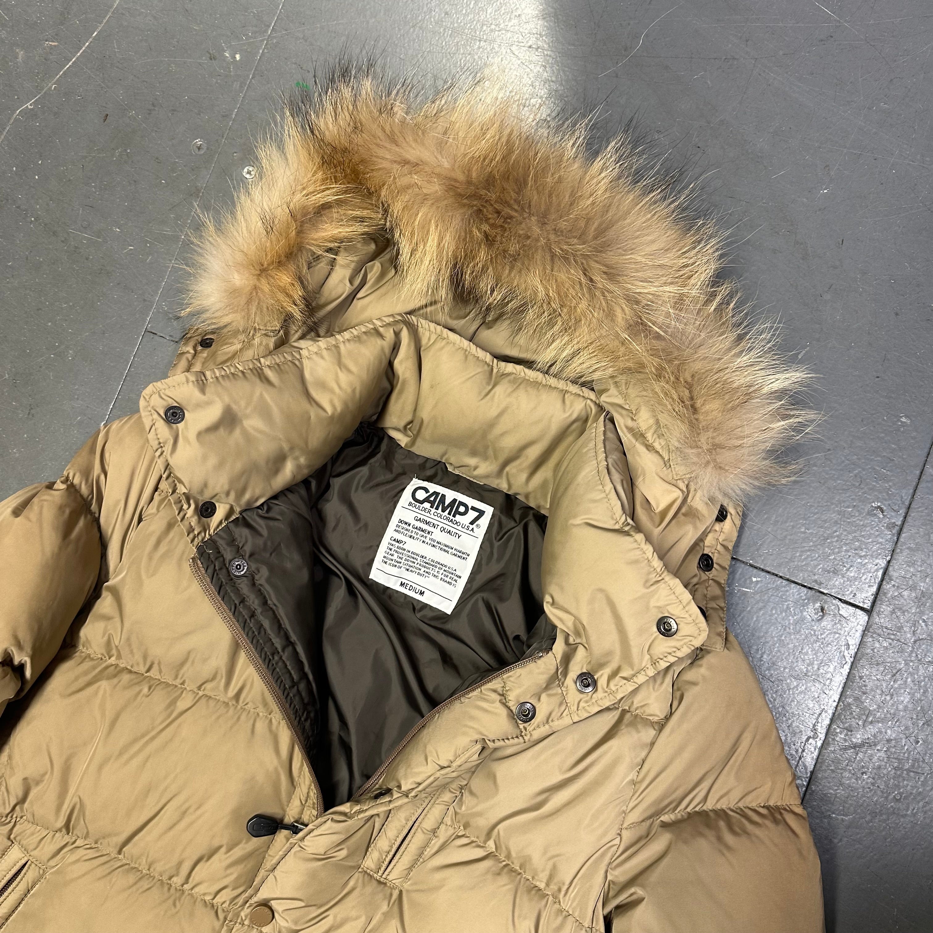 Fur Hood Puffer Jacket In Beige - product image