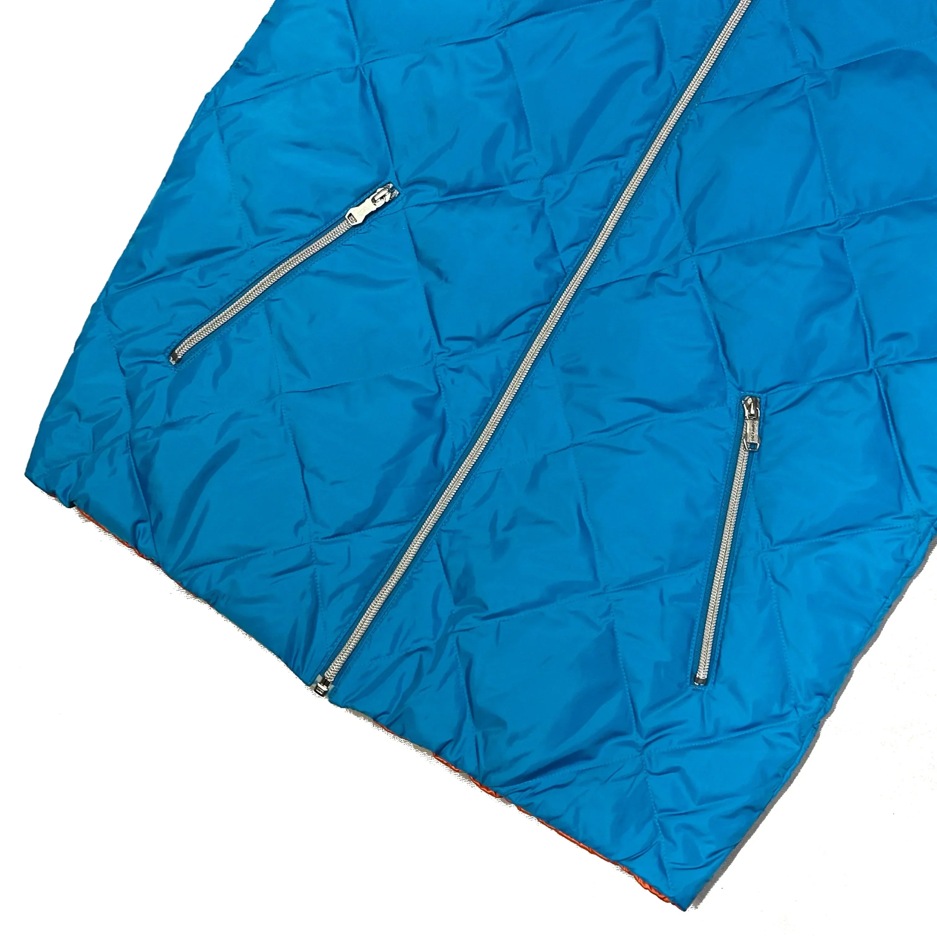 Diamond Stitch Reversible Puffer Jacket In Blue & Orange - product image