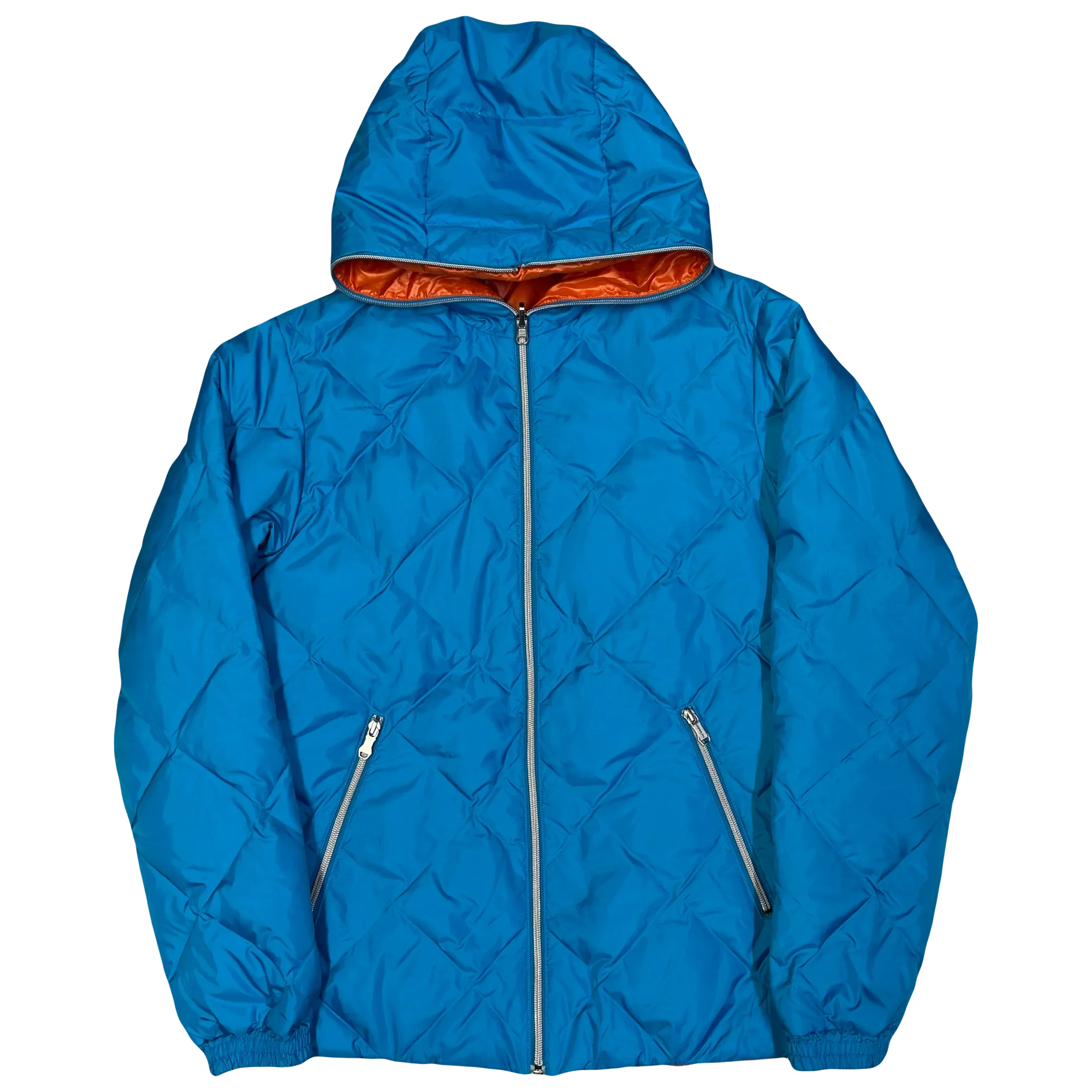Diamond Stitch Reversible Puffer Jacket In Blue & Orange - product image