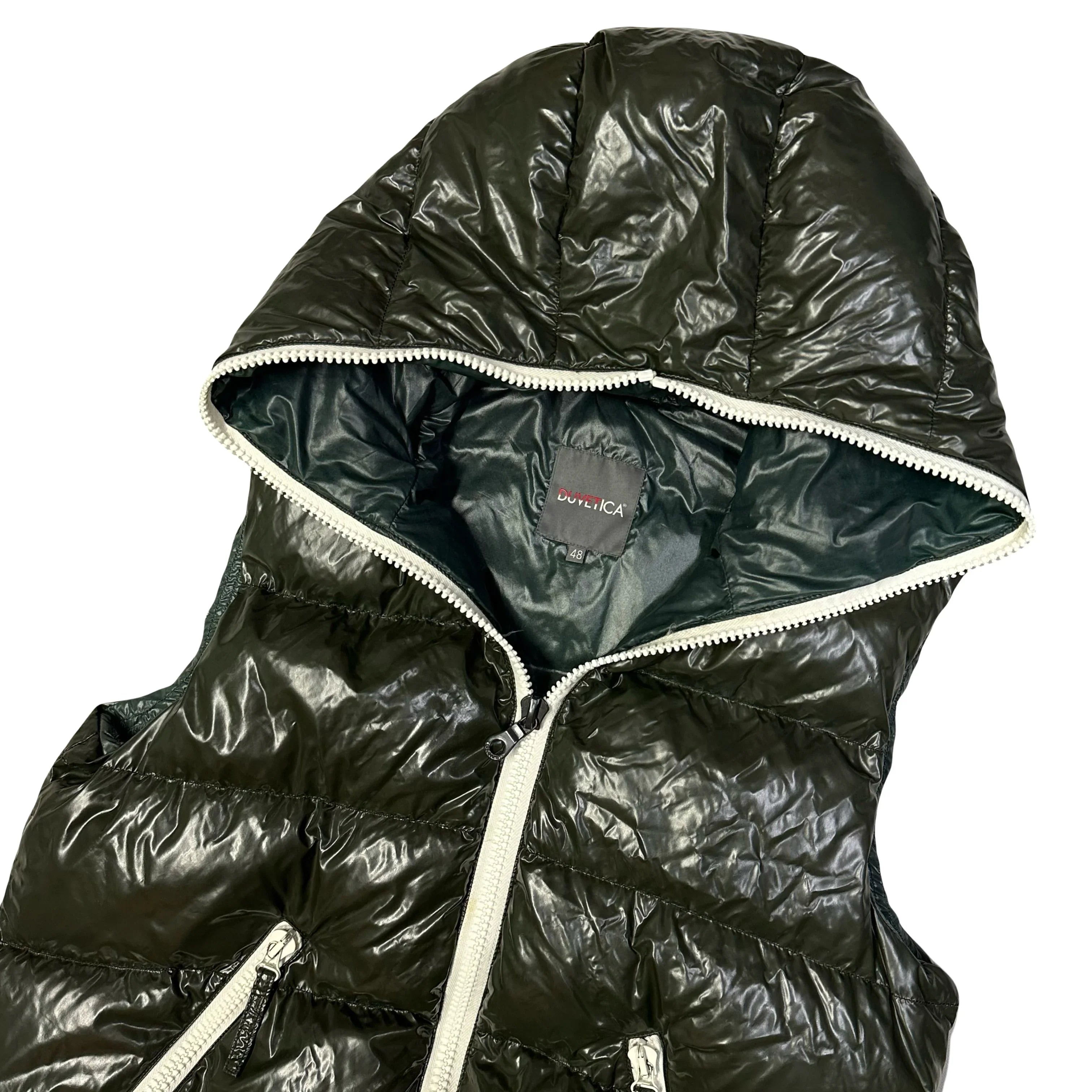 Hooded Puffer Gilet In Dark Green - product image