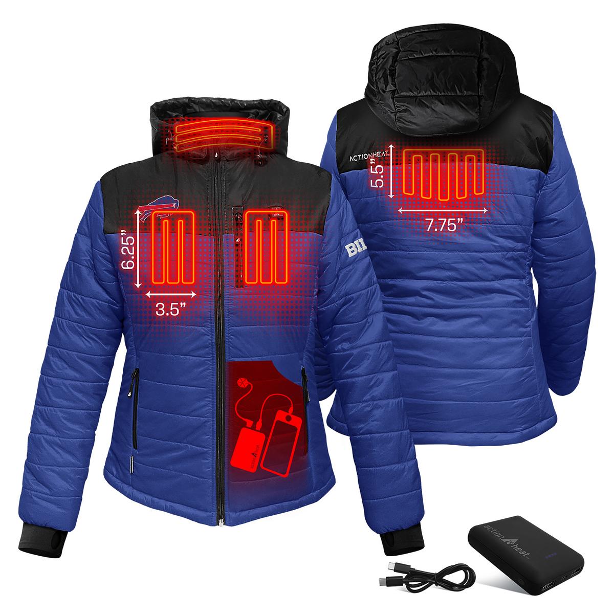 Heatrea Buffalo Bills 5V Women's Colorblock Puffer Battery Heated Jacket