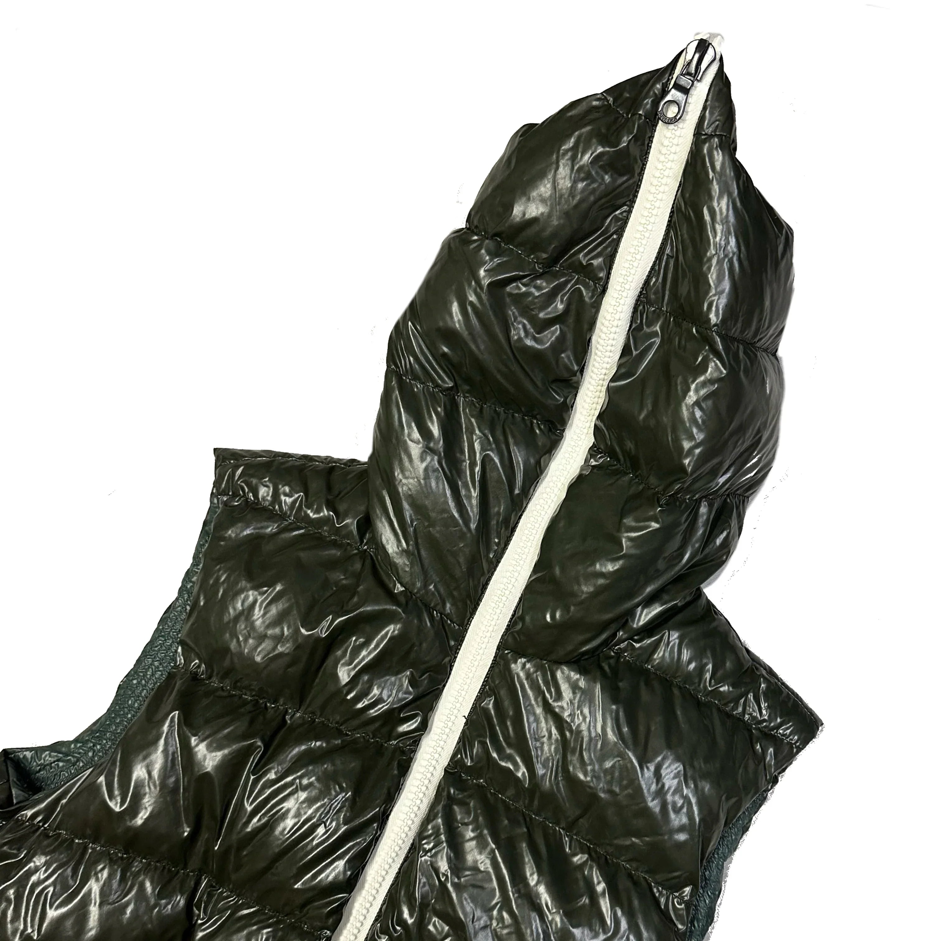Hooded Puffer Gilet In Dark Green - product image