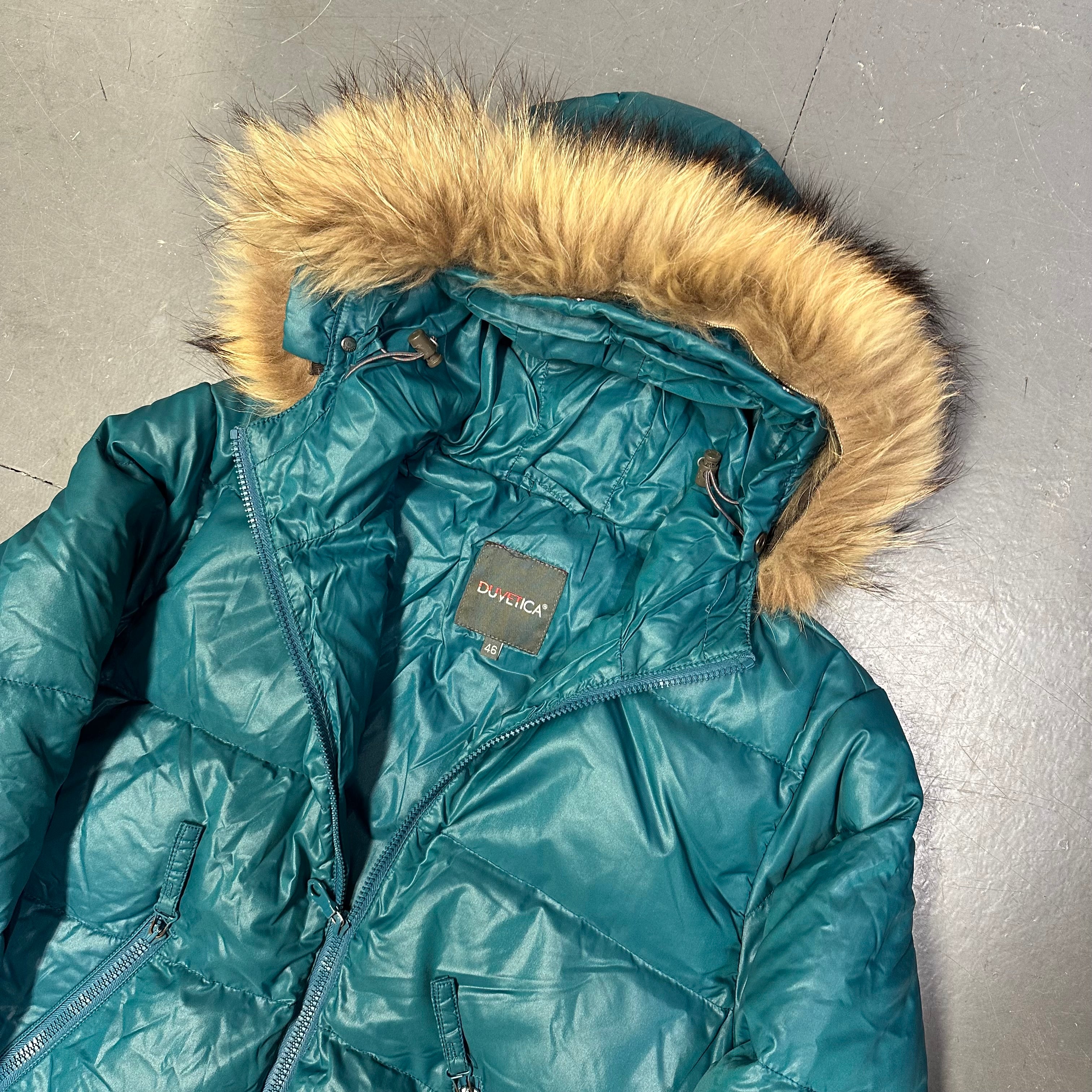 Fur Hood Puffer Jacket In Blue - product image