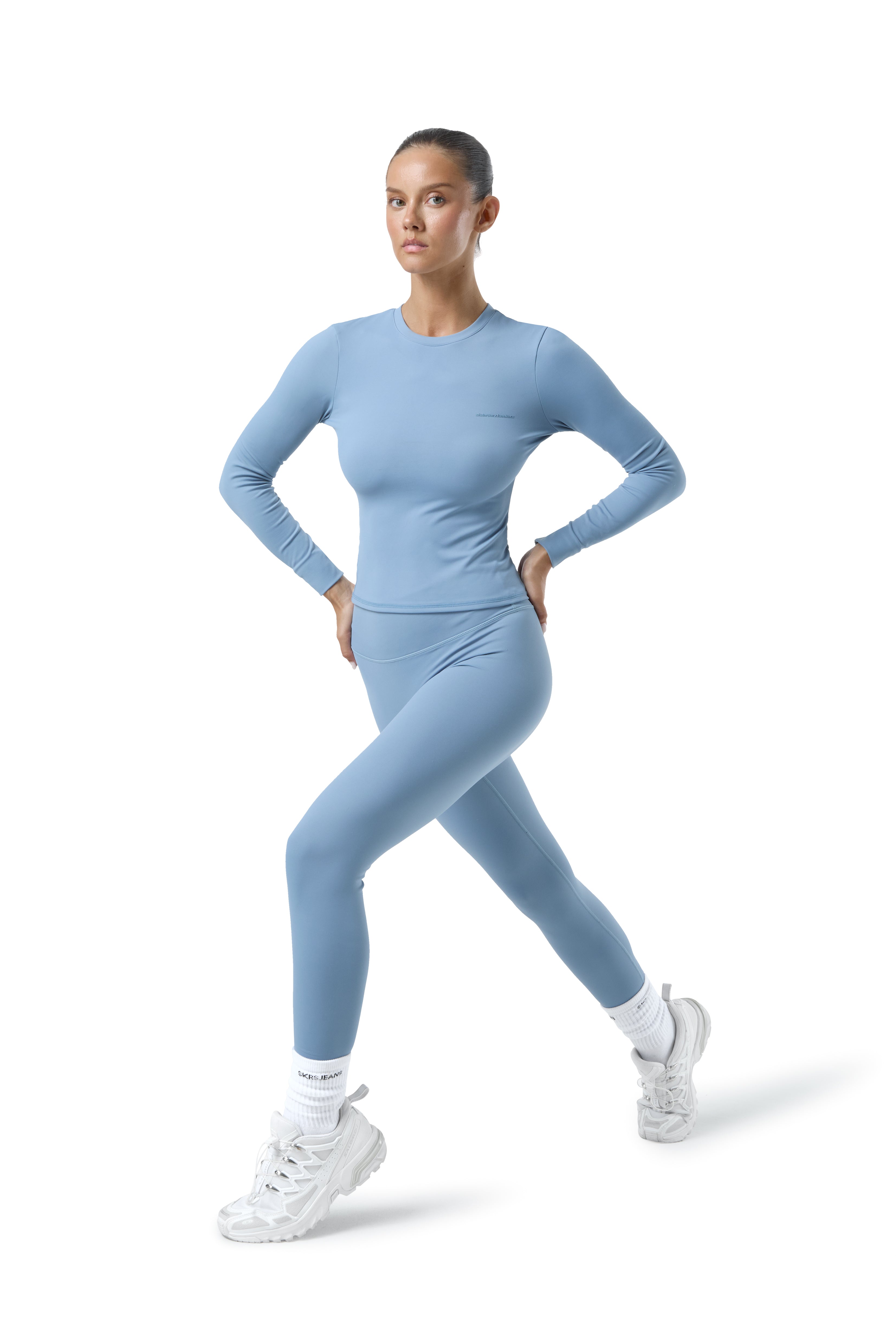 Soft Active Long Sleeve Top in Mid Blue - image 4