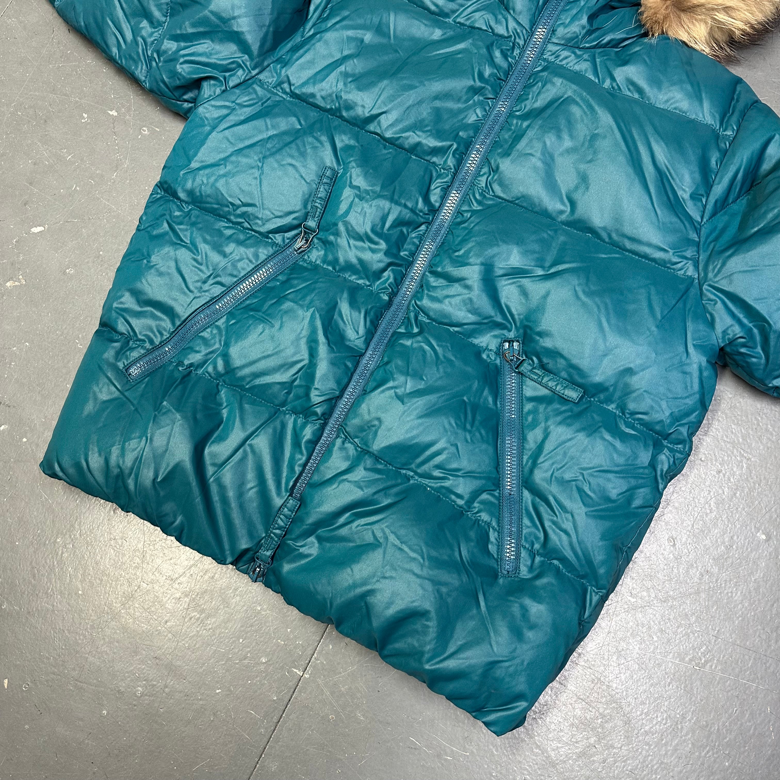 Fur Hood Puffer Jacket In Blue - product image