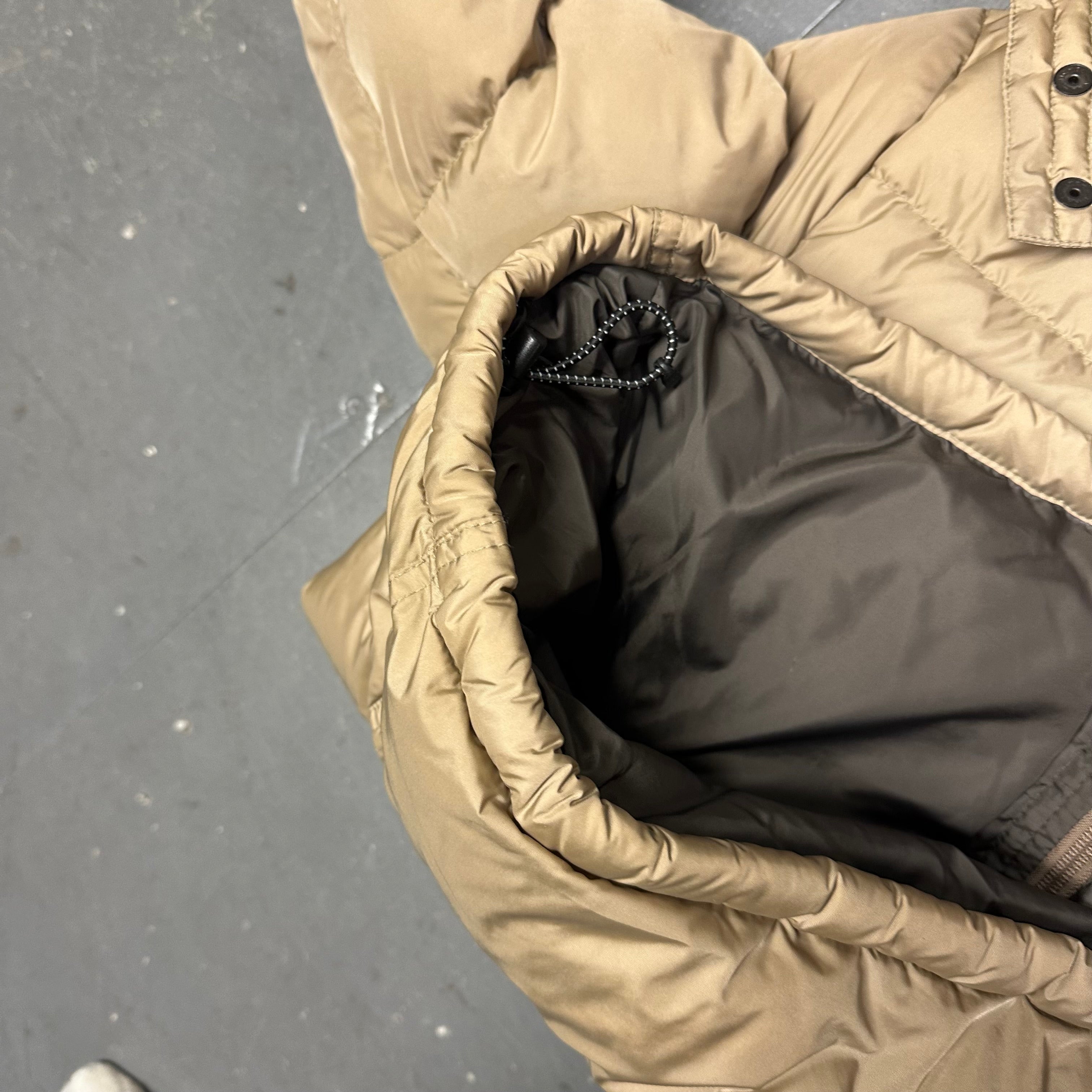 Fur Hood Puffer Jacket In Beige - product image
