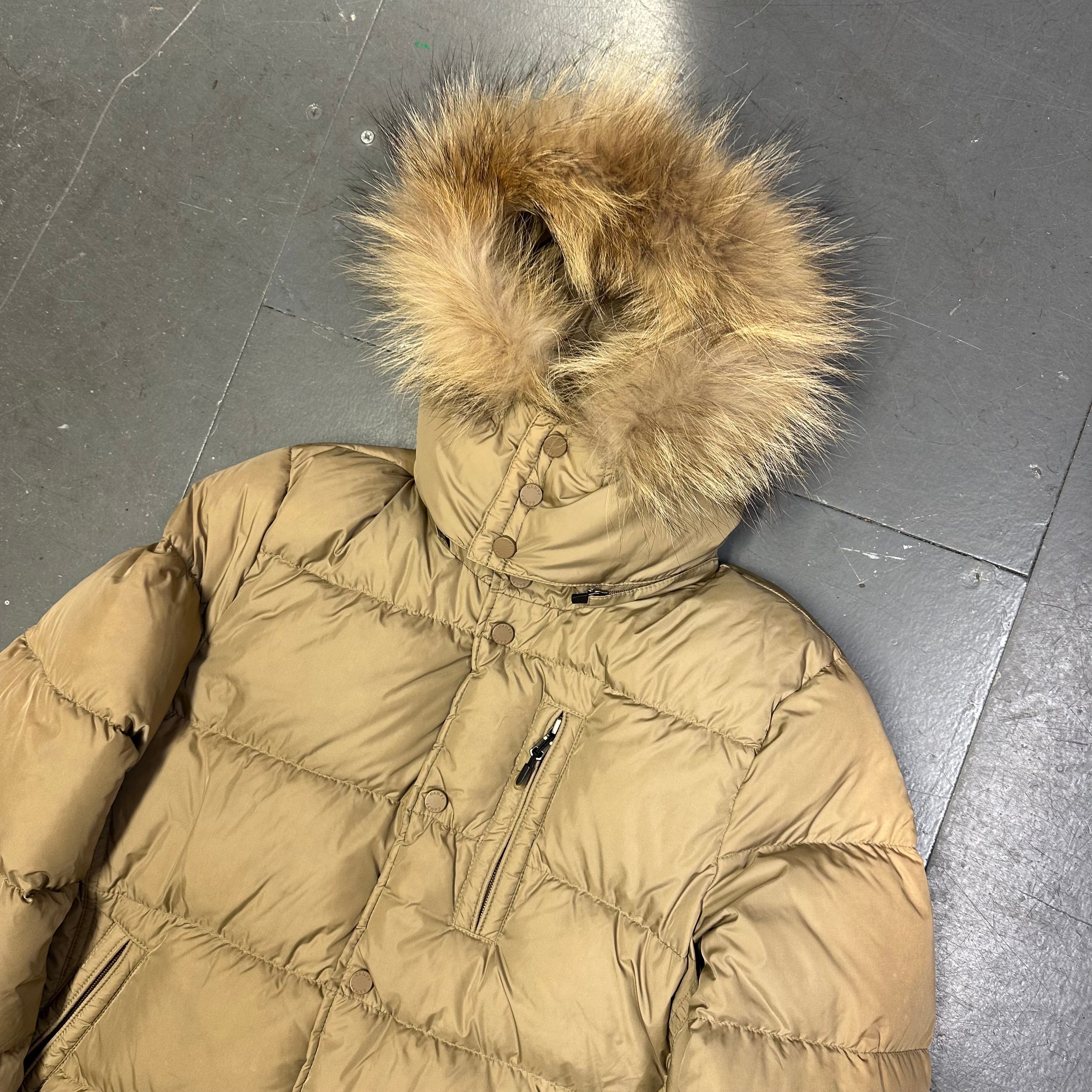 Fur Hood Puffer Jacket In Beige - product image