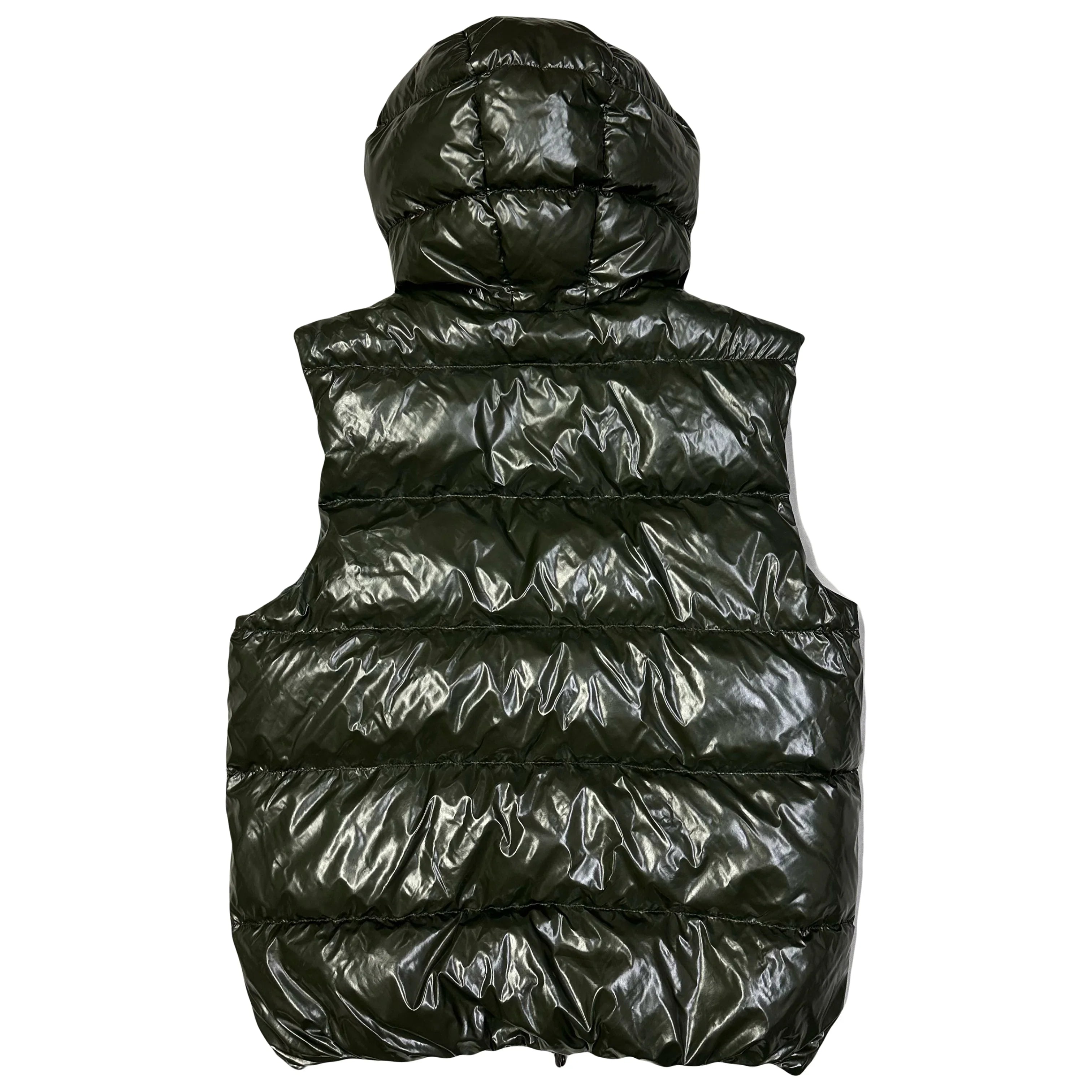 Hooded Puffer Gilet In Dark Green - product image