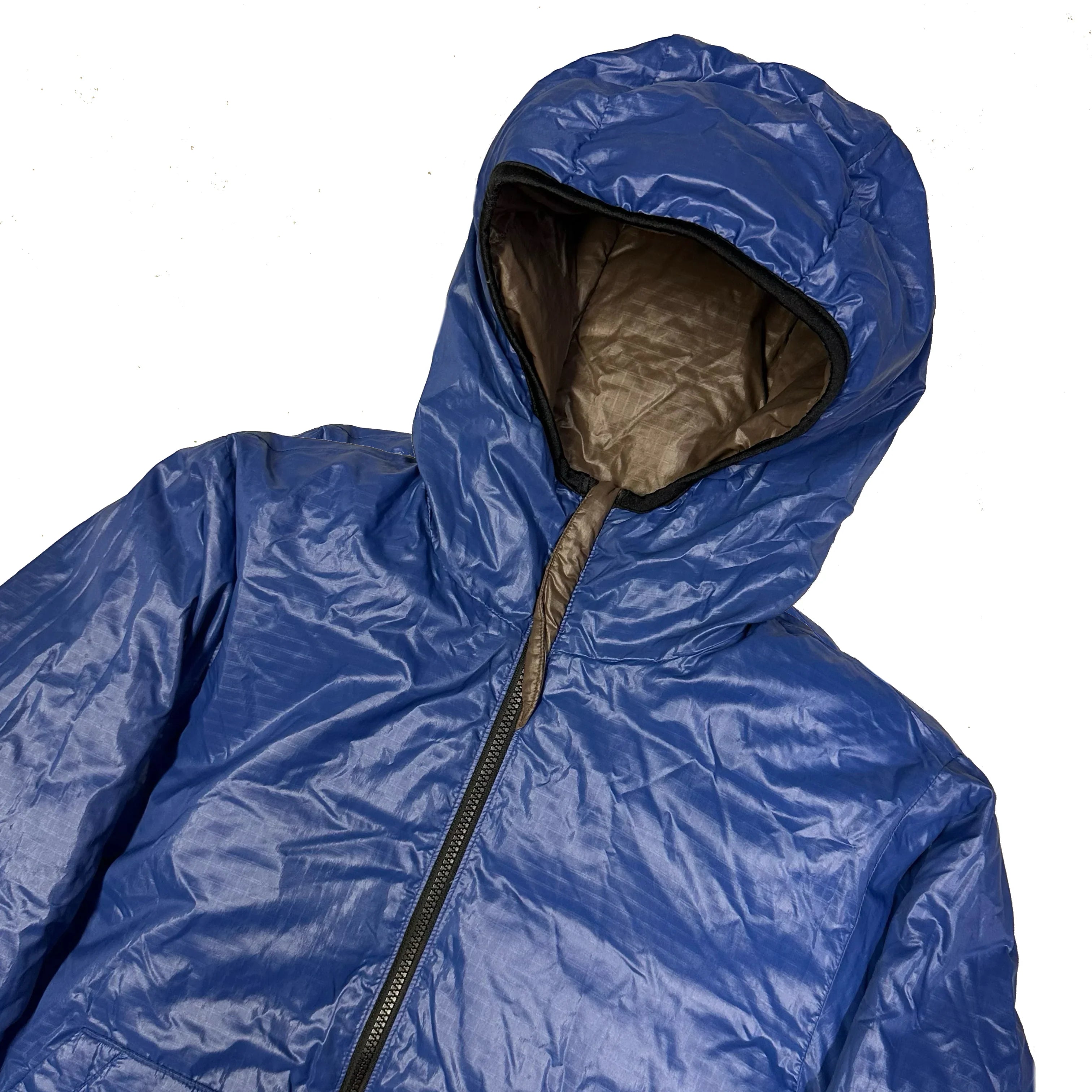 Reversible Puffer Jacket In Brown & Blue - product image