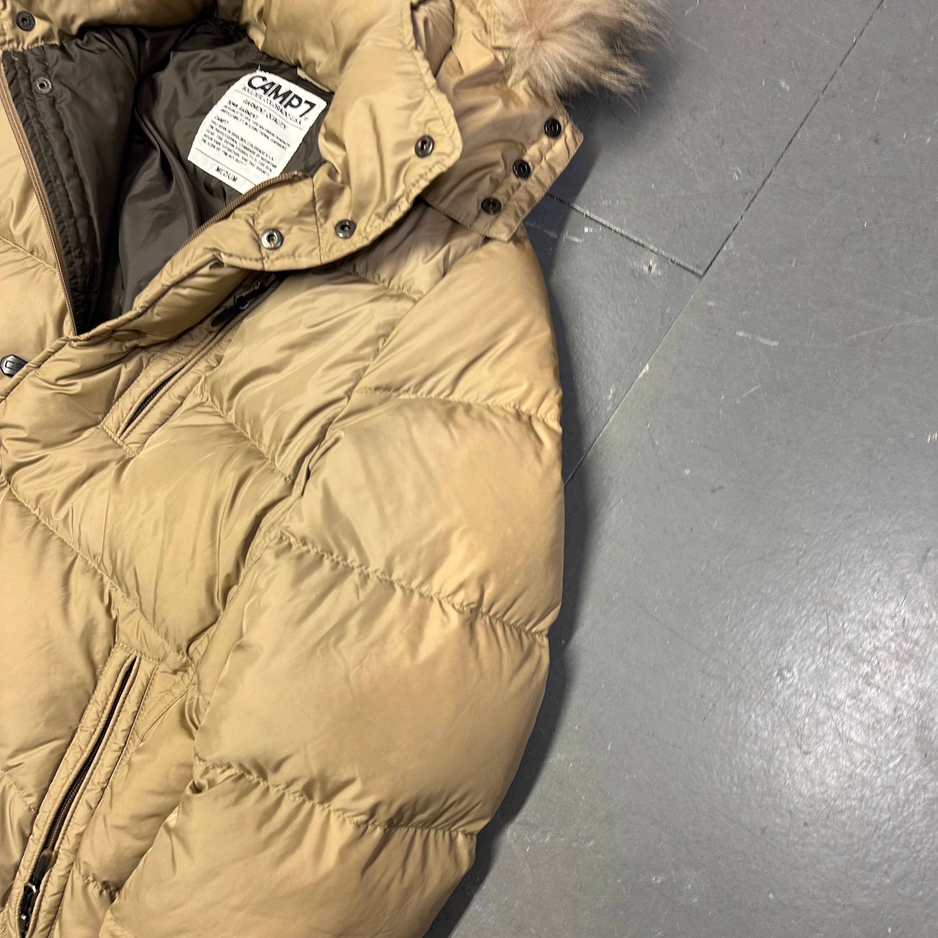 Fur Hood Puffer Jacket In Beige - product image