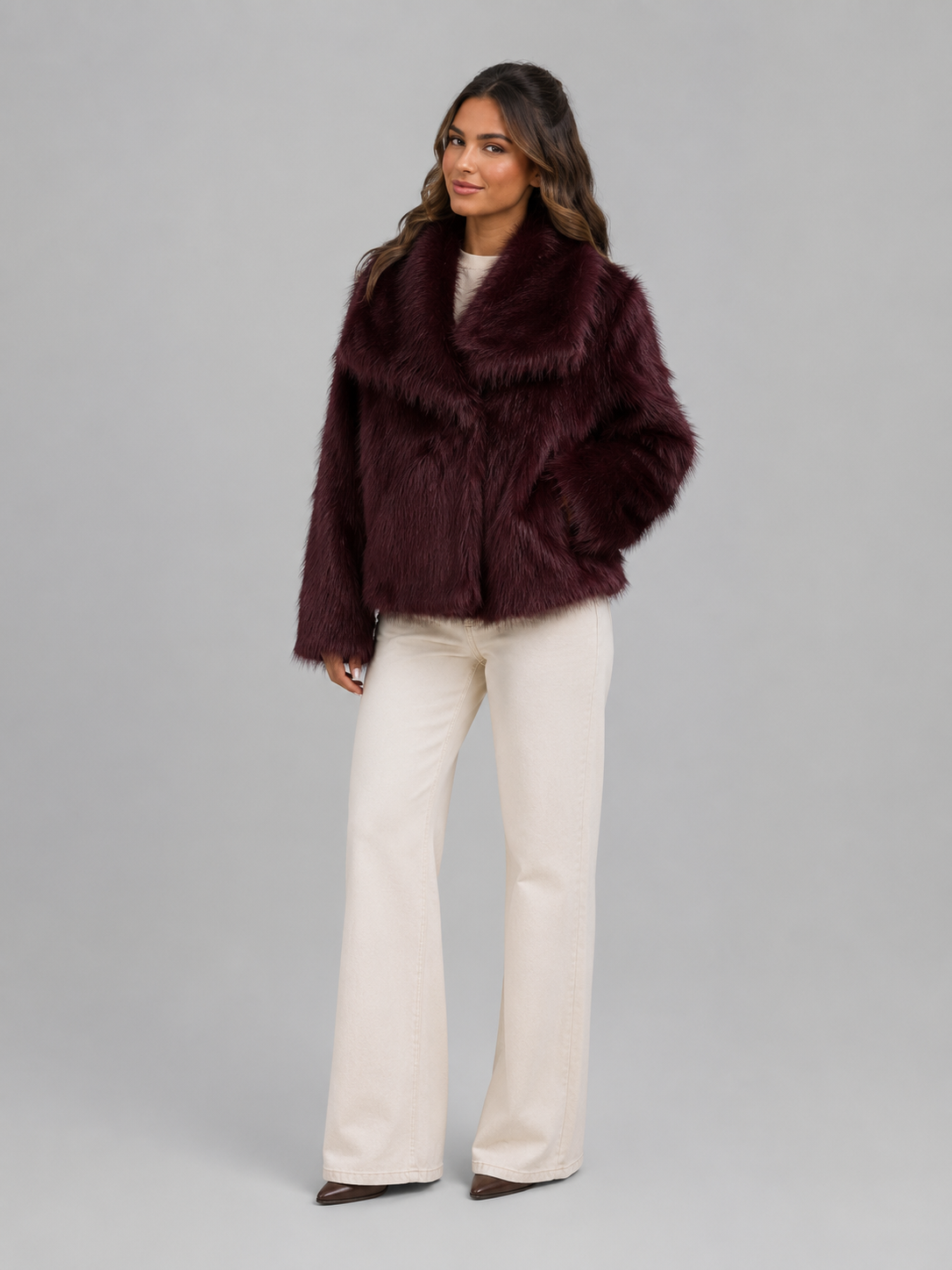 Women's Plush Cropped Faux Fur Jacket - product image 1