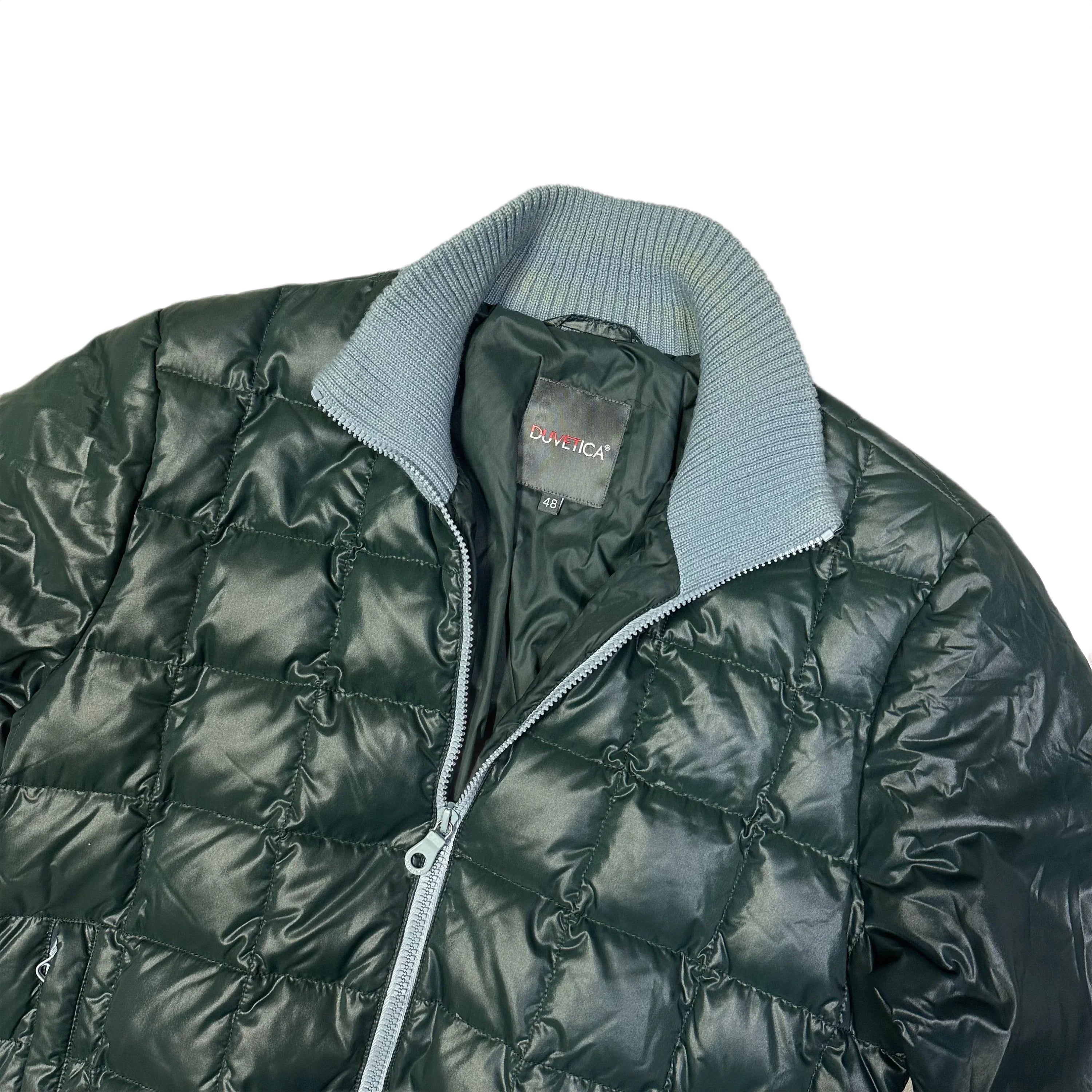 Square Stitch Puffer Jacket In Dark Green & Blue - product image