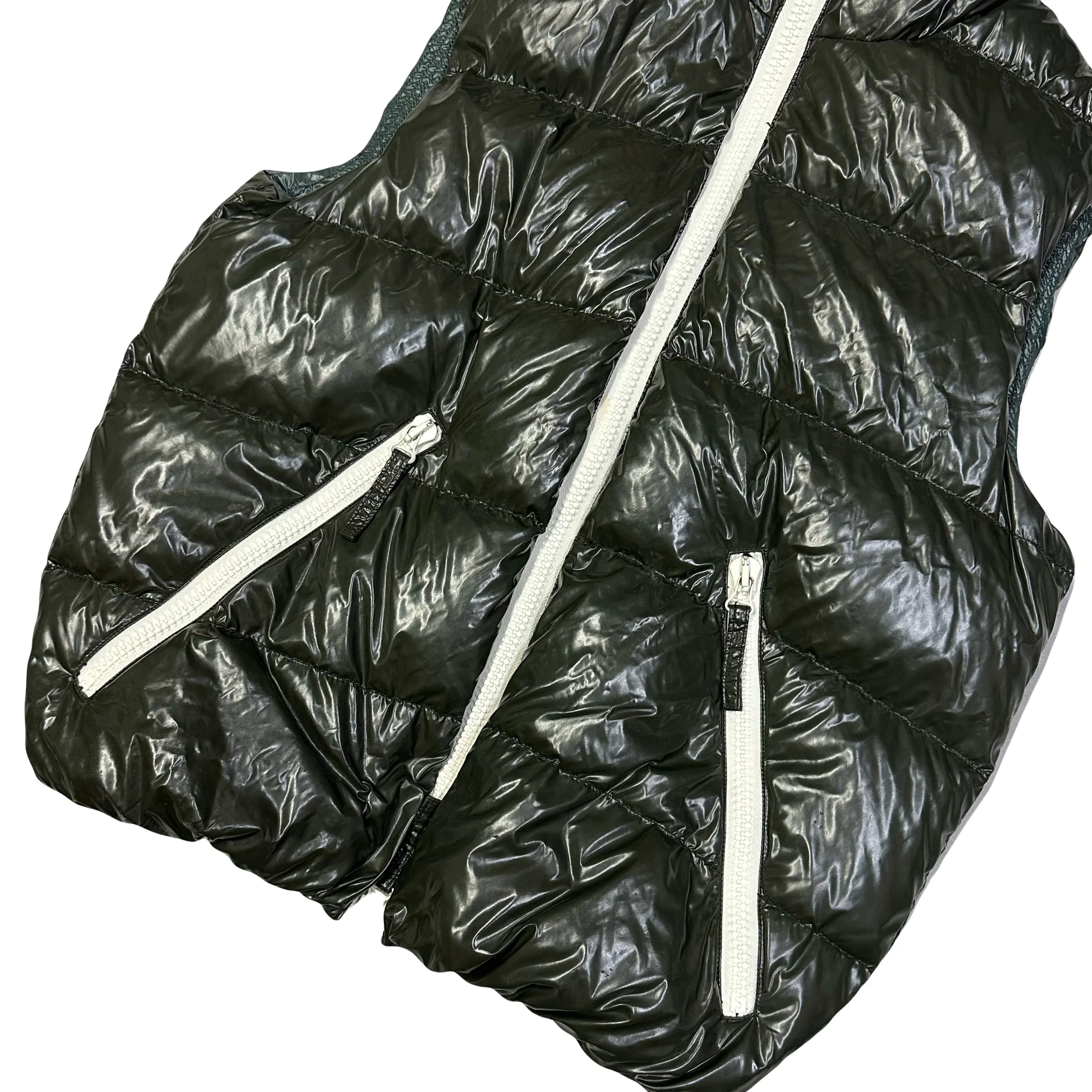 Hooded Puffer Gilet In Dark Green - product image
