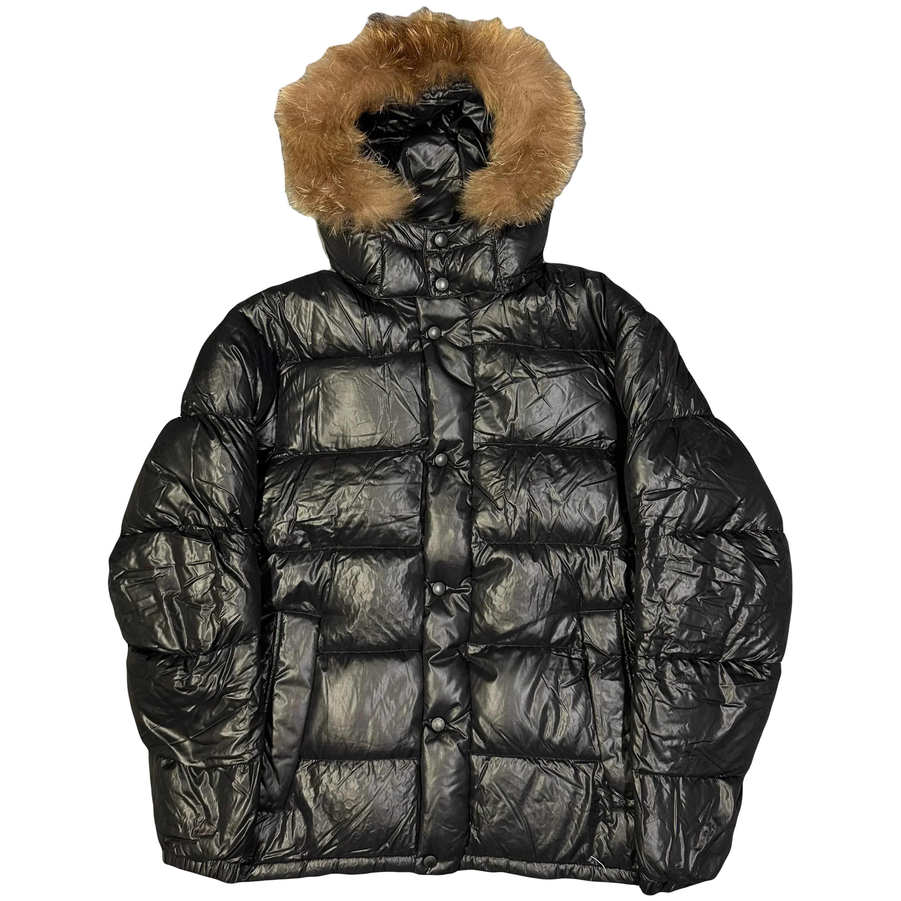 Fur Hood Puffer Jacket In Black - product image