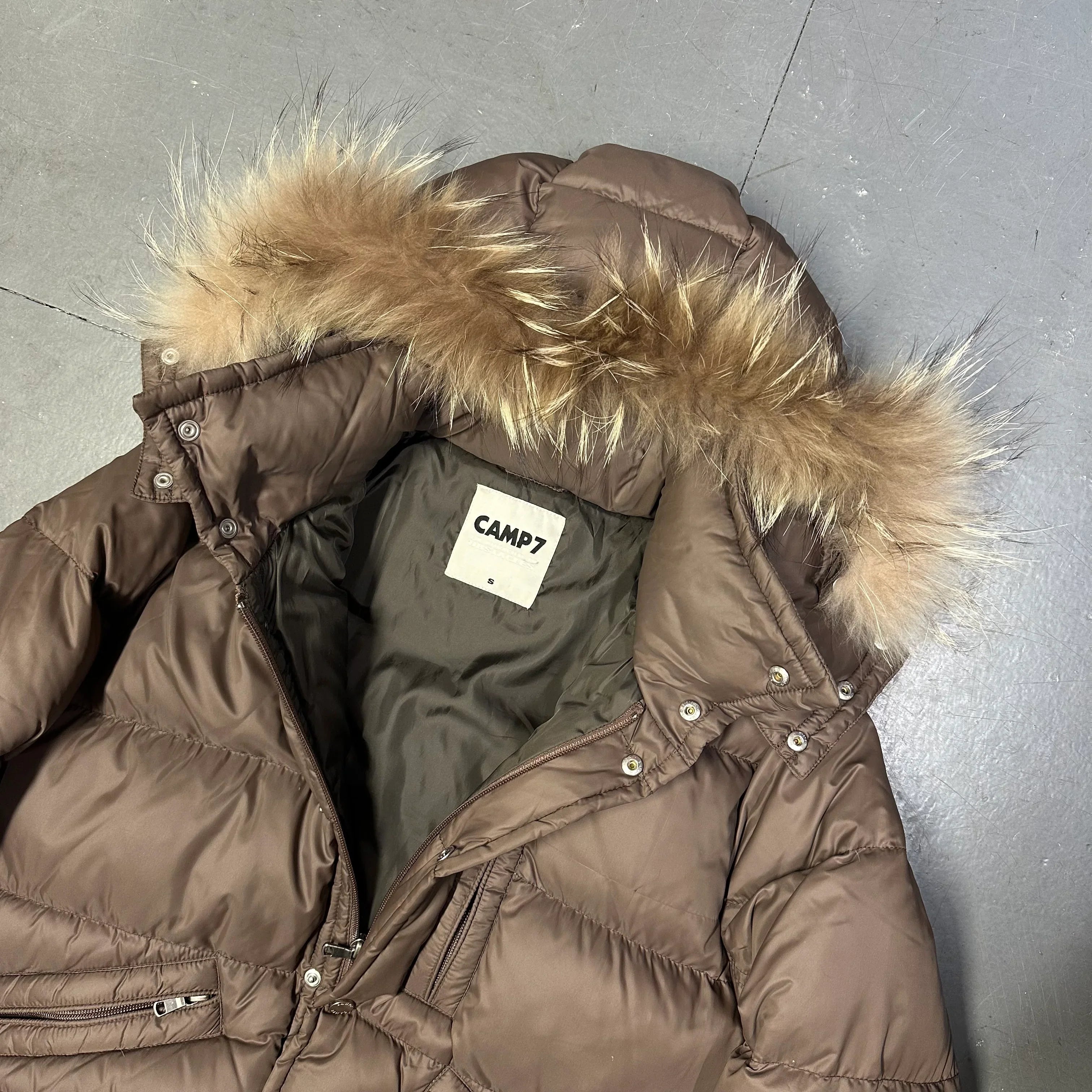 Fur Hood Puffer Jacket In Brown - product image