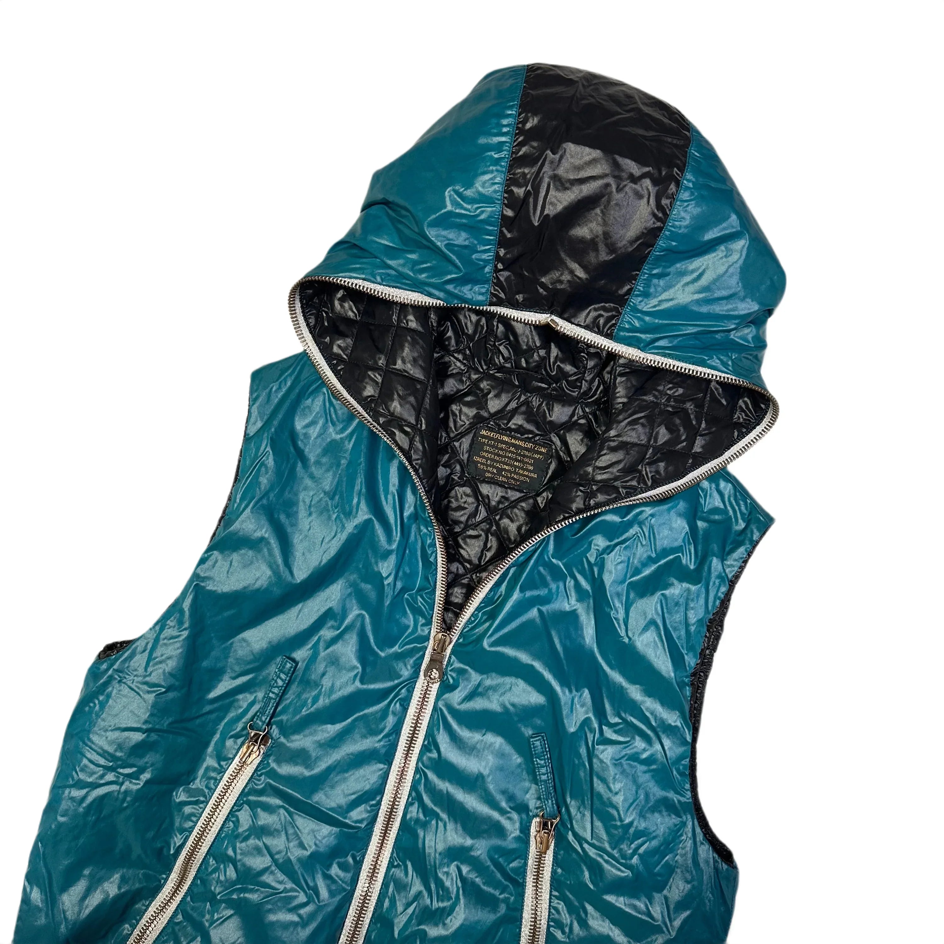 Hooded Puffer Gilet In Blue - product image