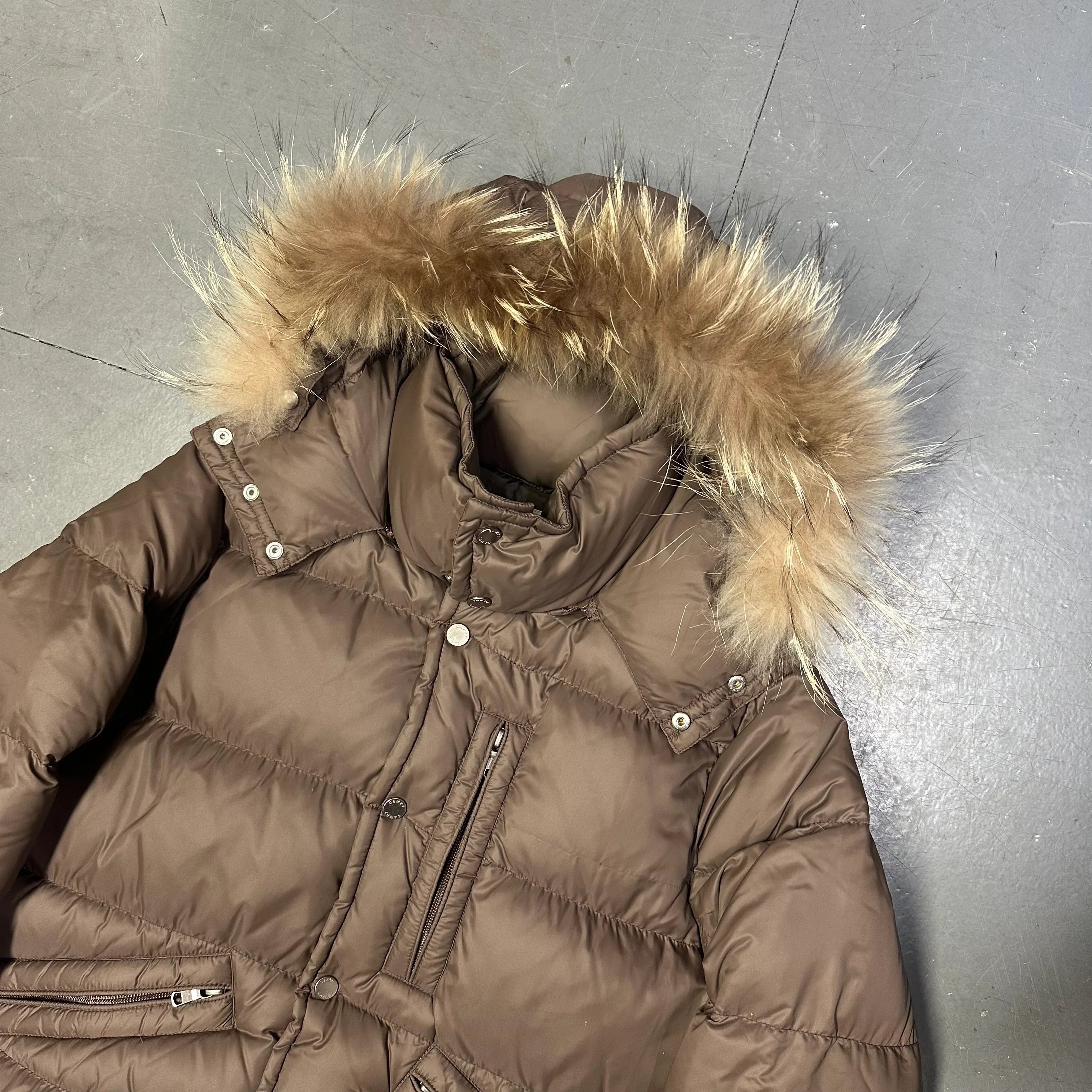 Fur Hood Puffer Jacket In Brown - product image