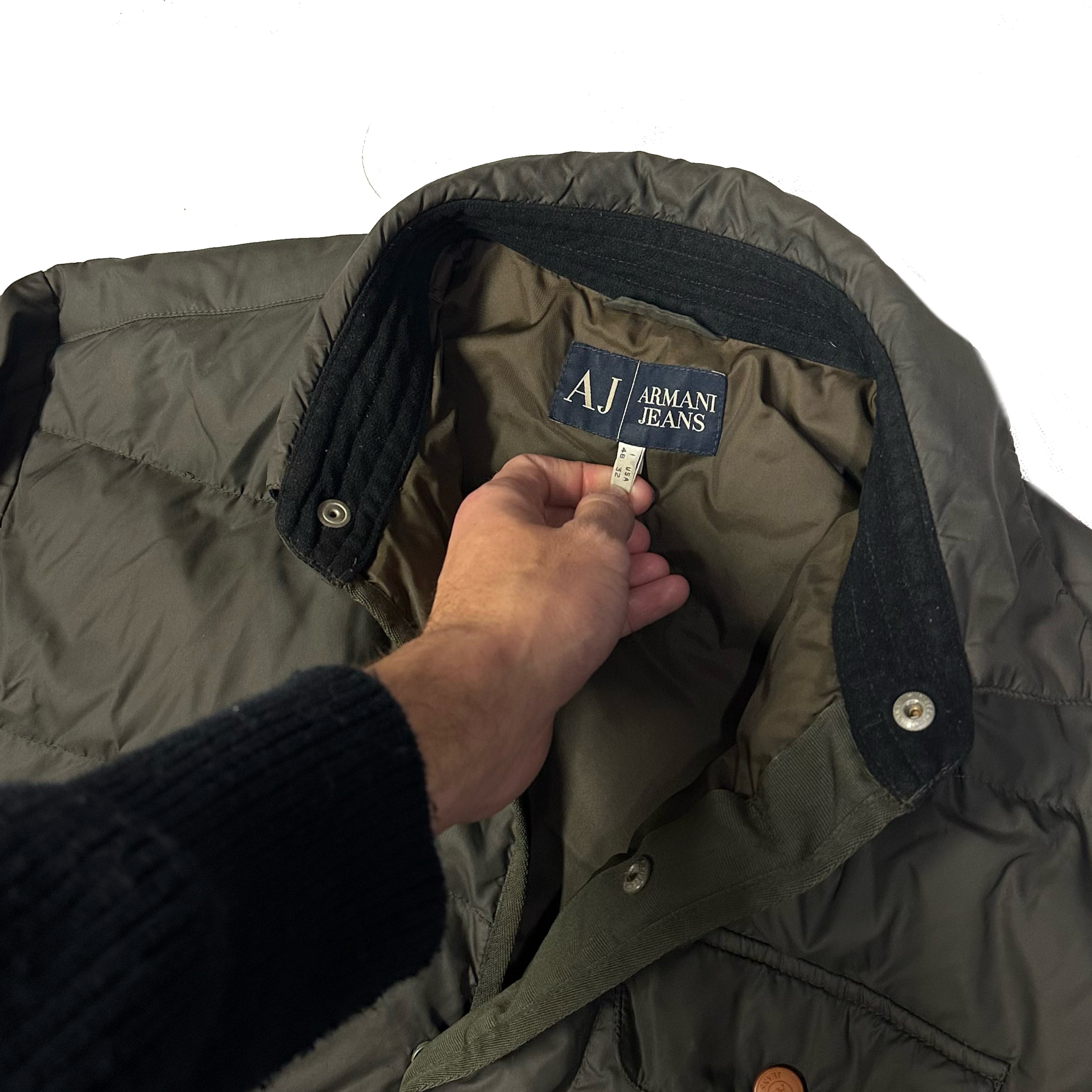 Collared Puffer Jacket In Olive Green - product image