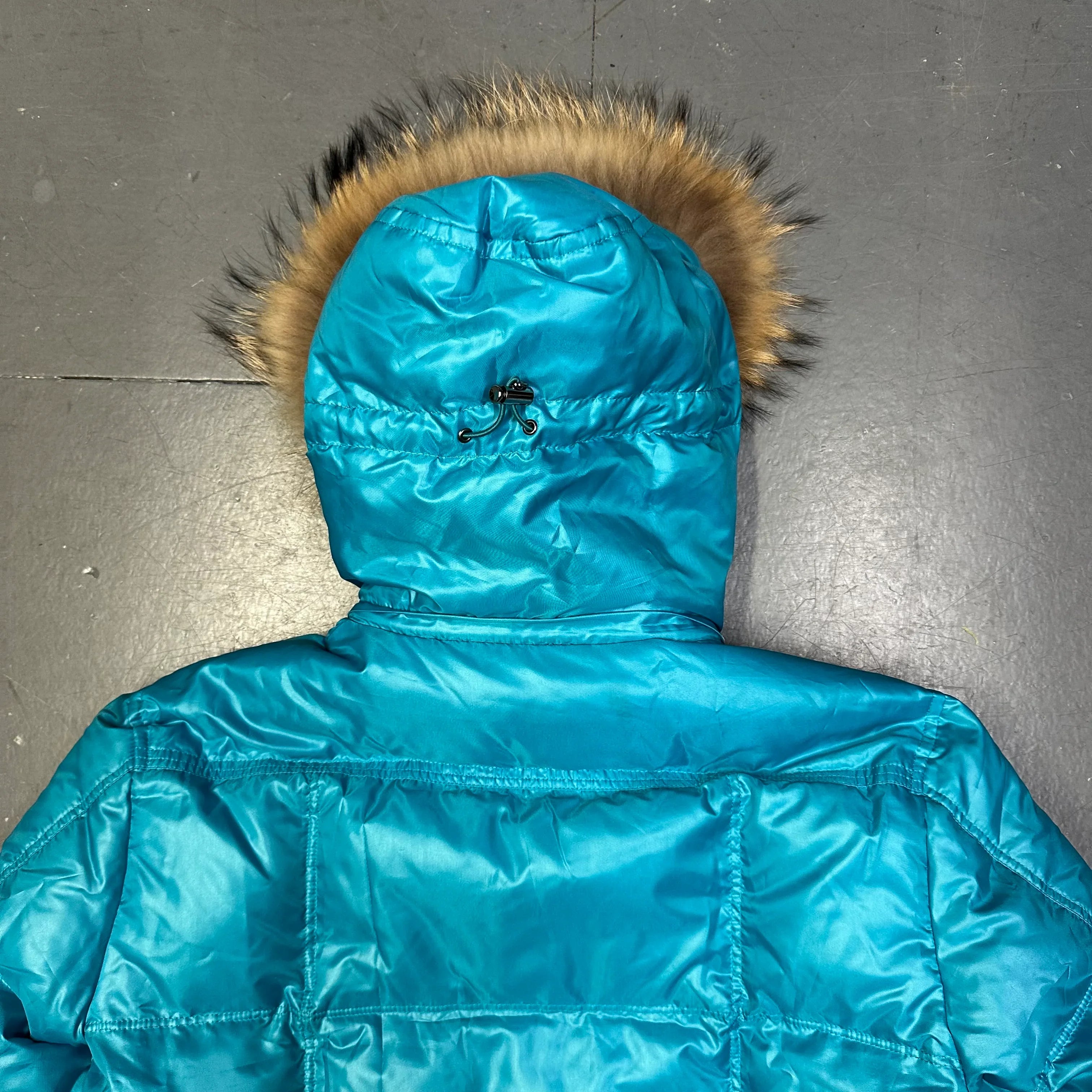 Puffer Jacket With Fur Hood In Blue - product image