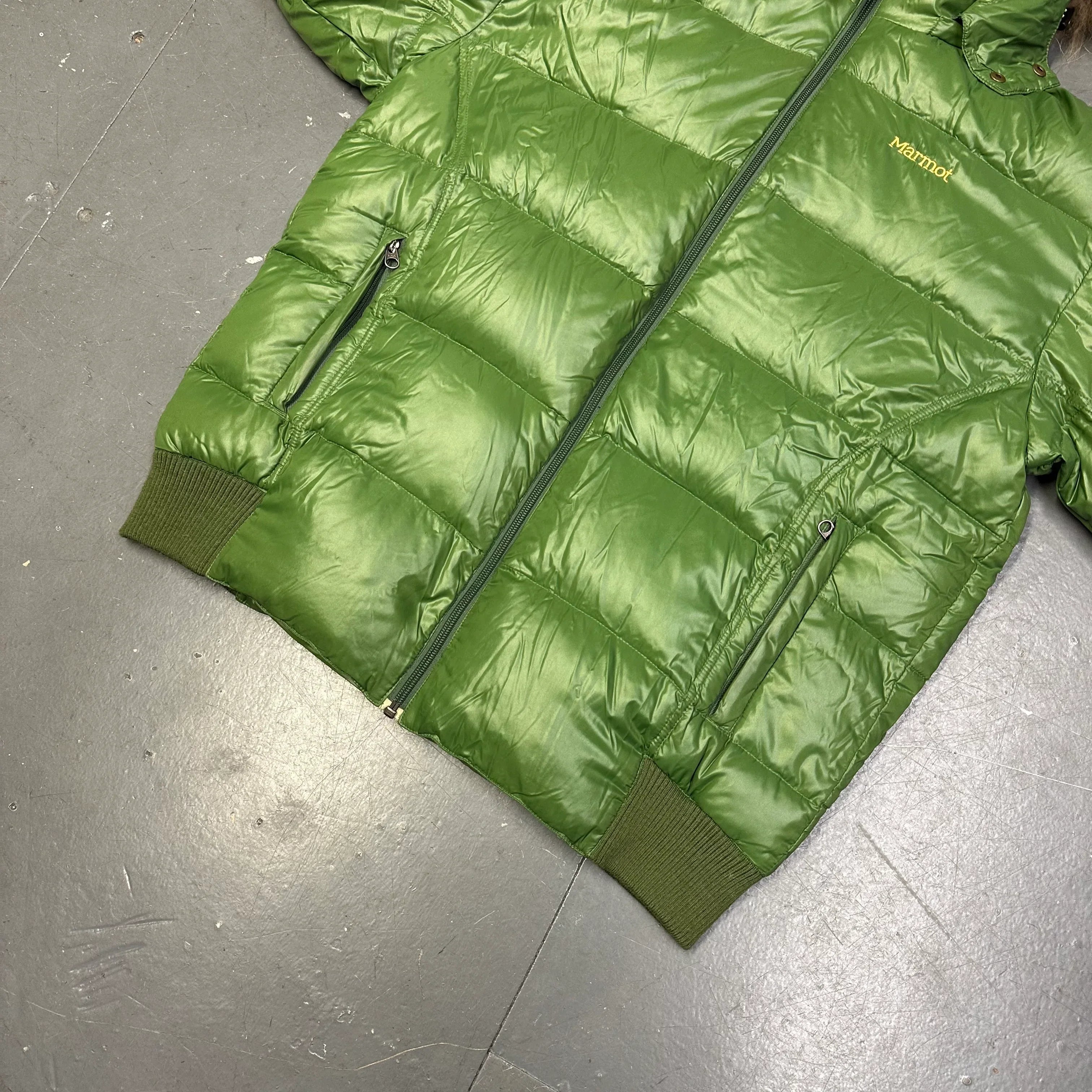 Puffer Jacket With Fur Hood In Green - product image