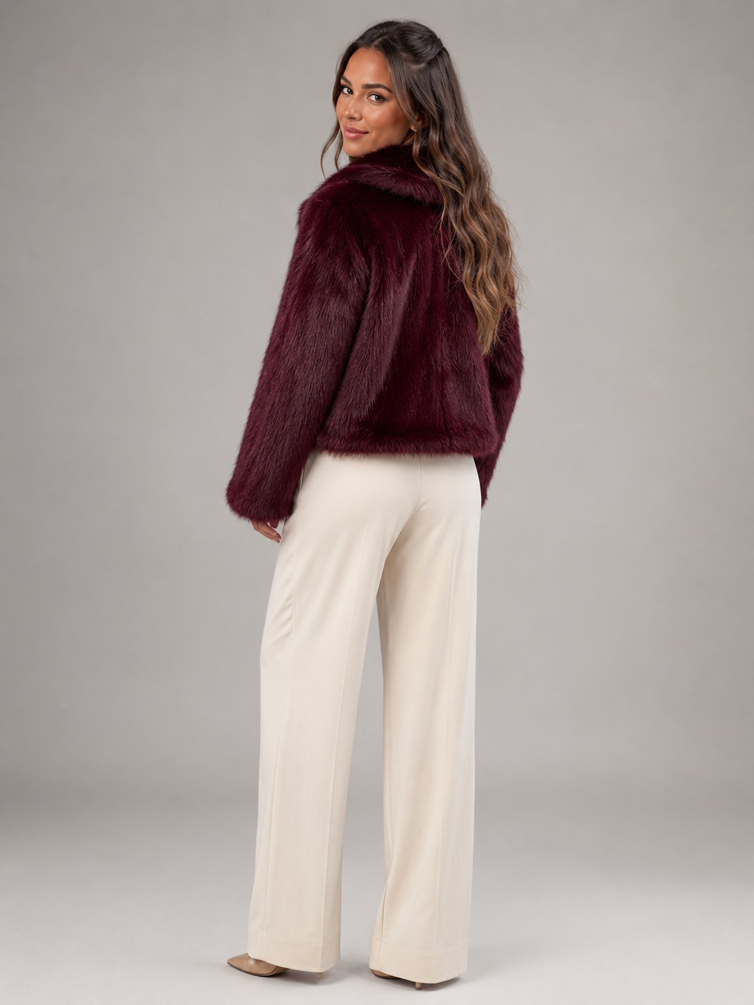 Women's Plush Cropped Faux Fur Jacket - product image 2