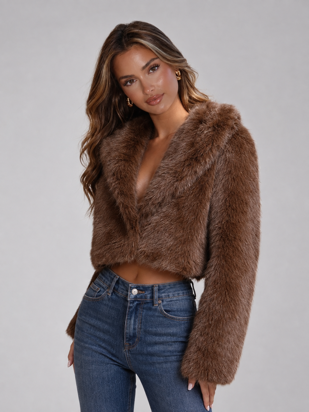 Women's Faux Fox Fur Cropped Jacket - product image 8