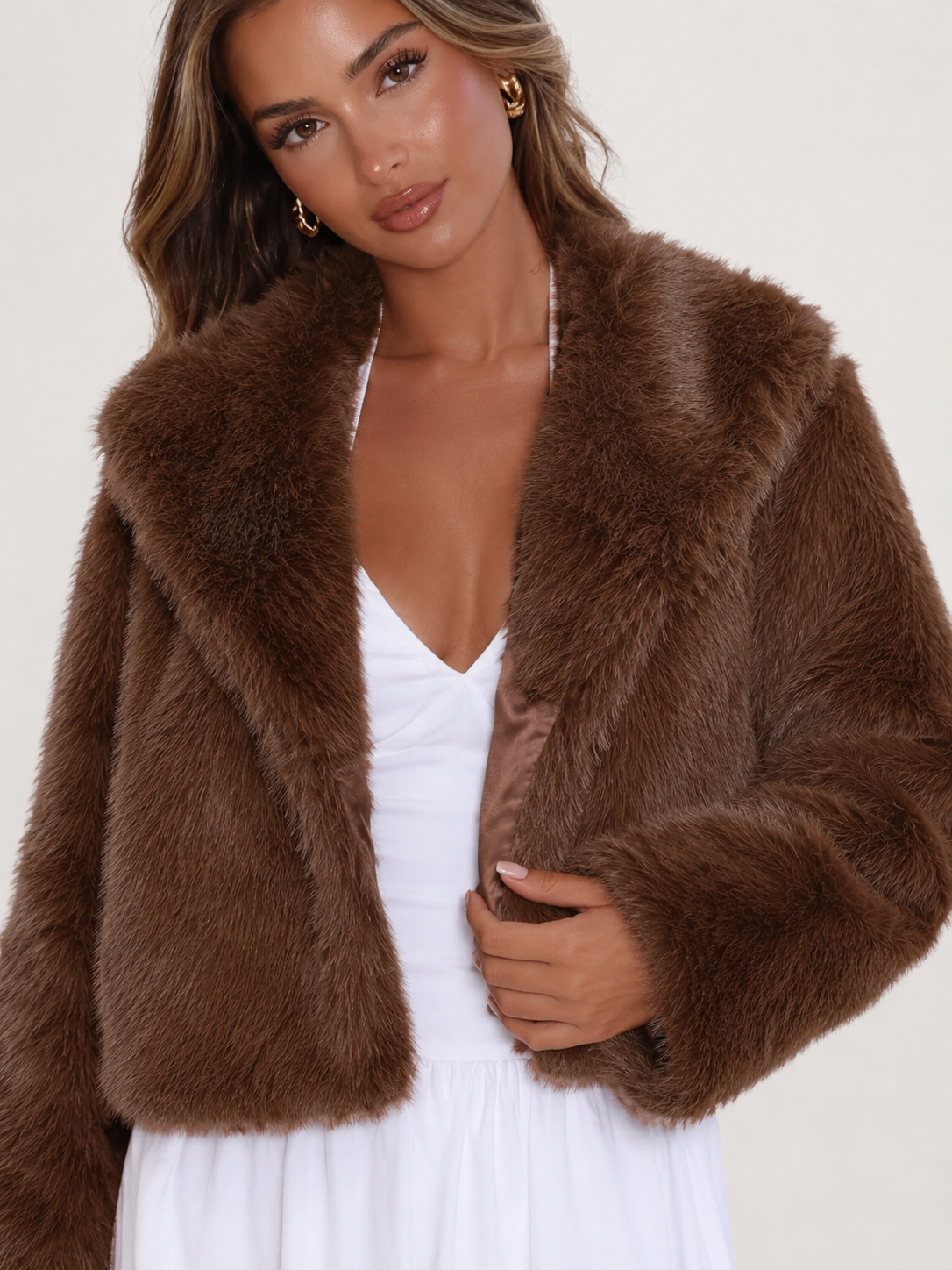 Women's Faux Fox Fur Cropped Jacket - product image 3