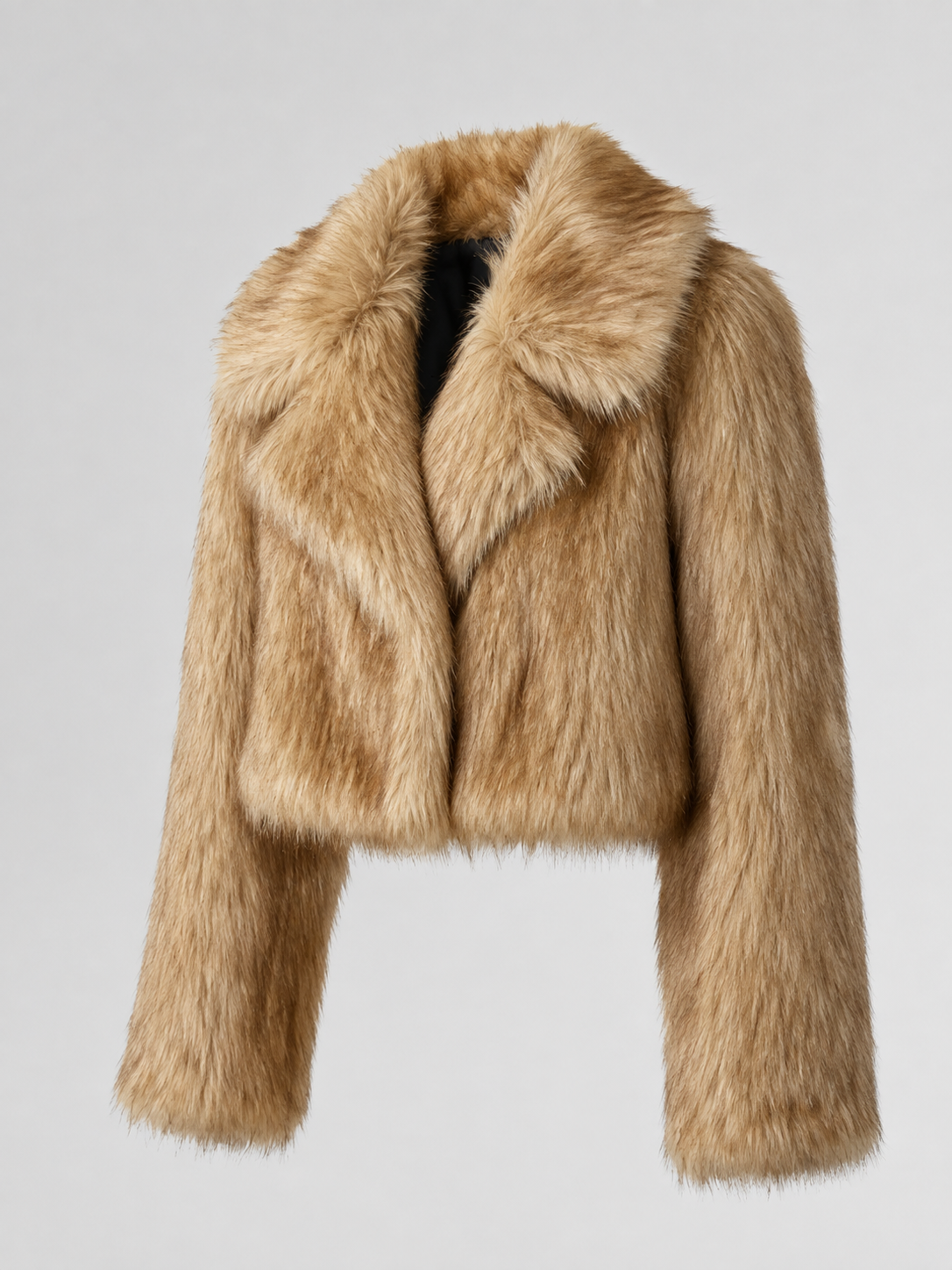 Women's Collared Faux Fur Jacket Beige - product image 1