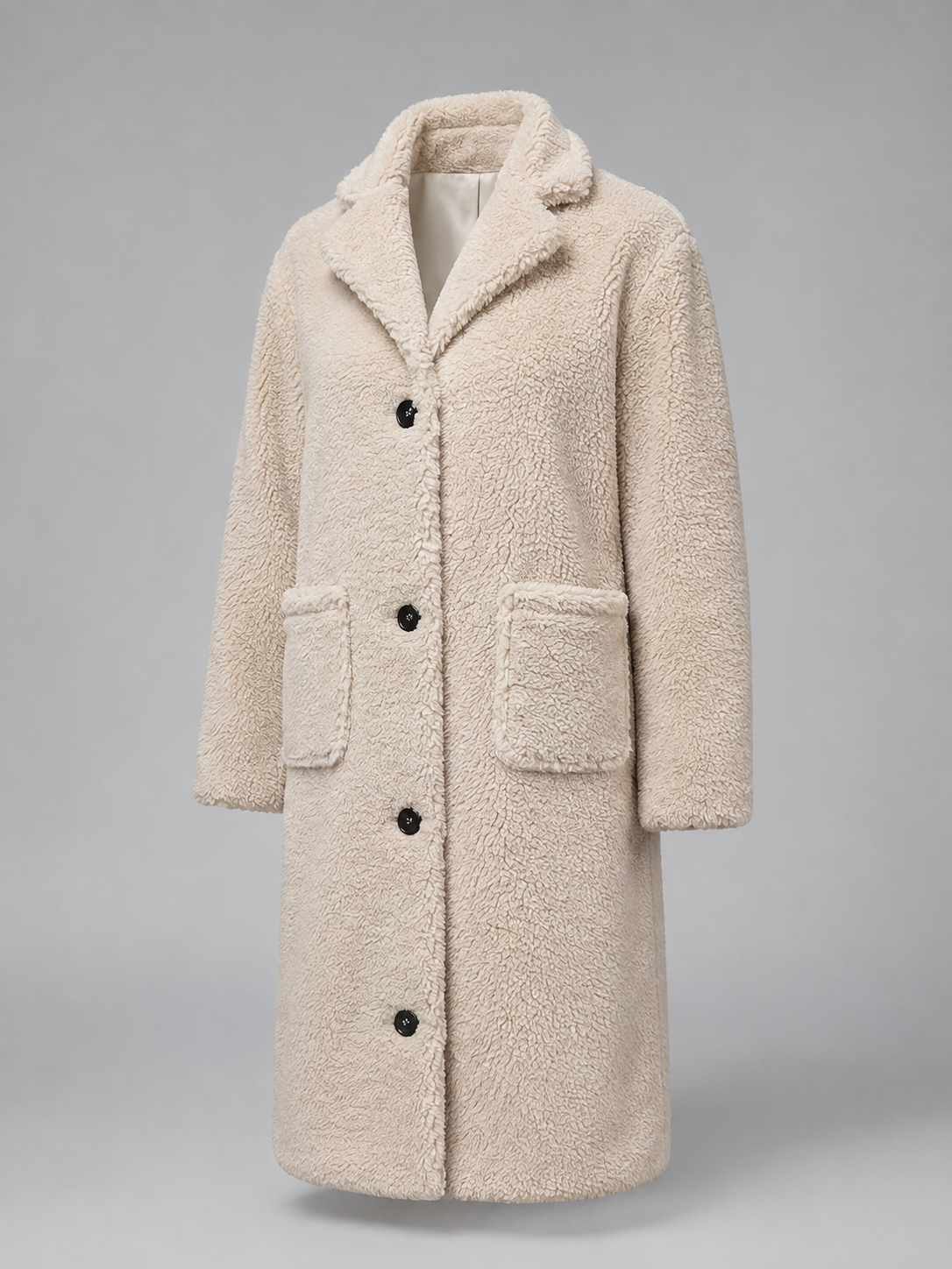 Women's Longline Teddy Borg Coat | Oversized Lapel Winter Coat - product image 1