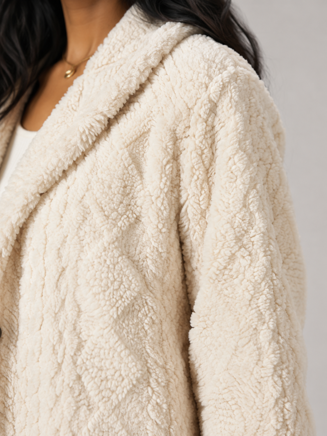 Women's Hooded Sherpa Coat | Longline Button-Front Teddy Jacket - product image 5