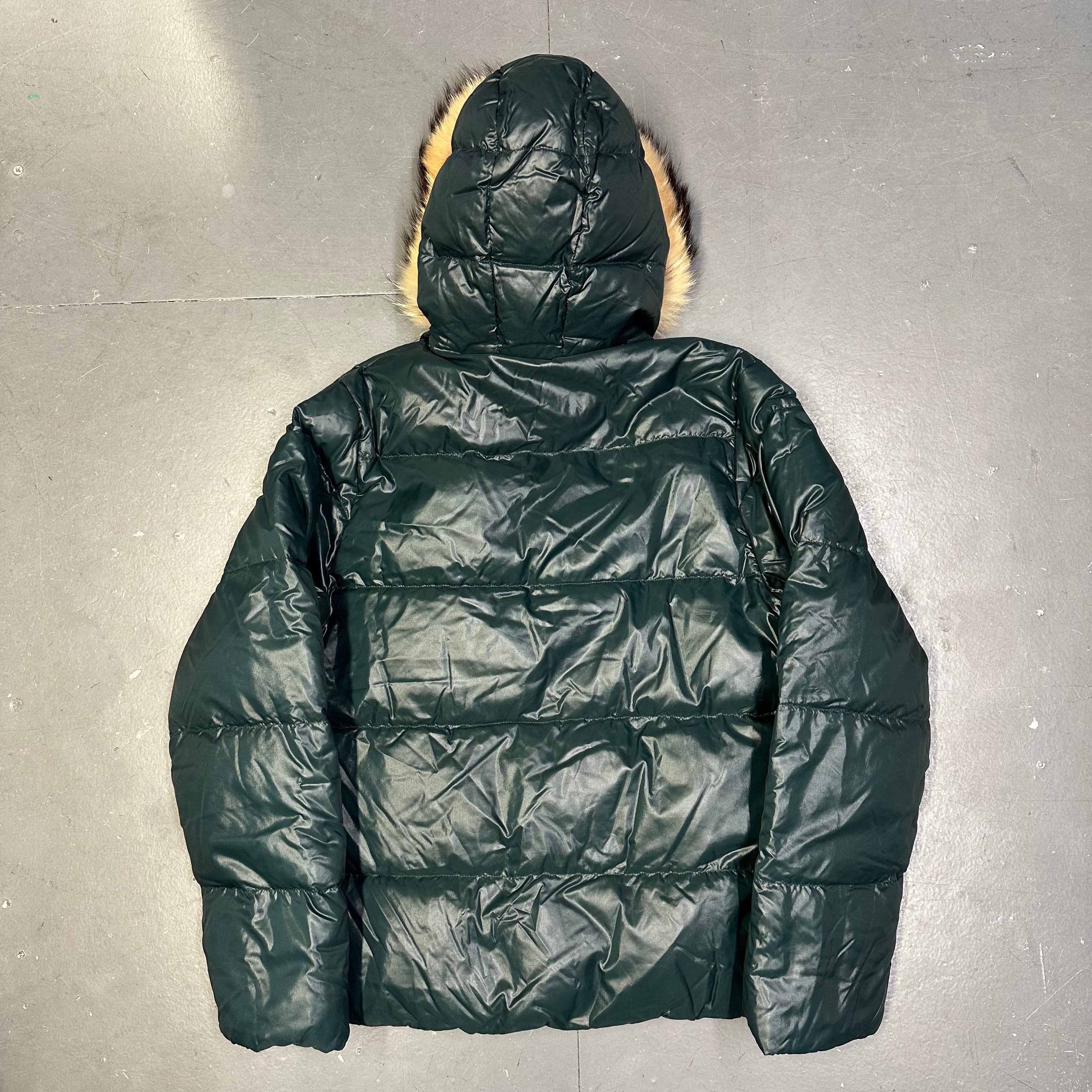 Fur Hood Puffer Jacket In Teal Blue - product image