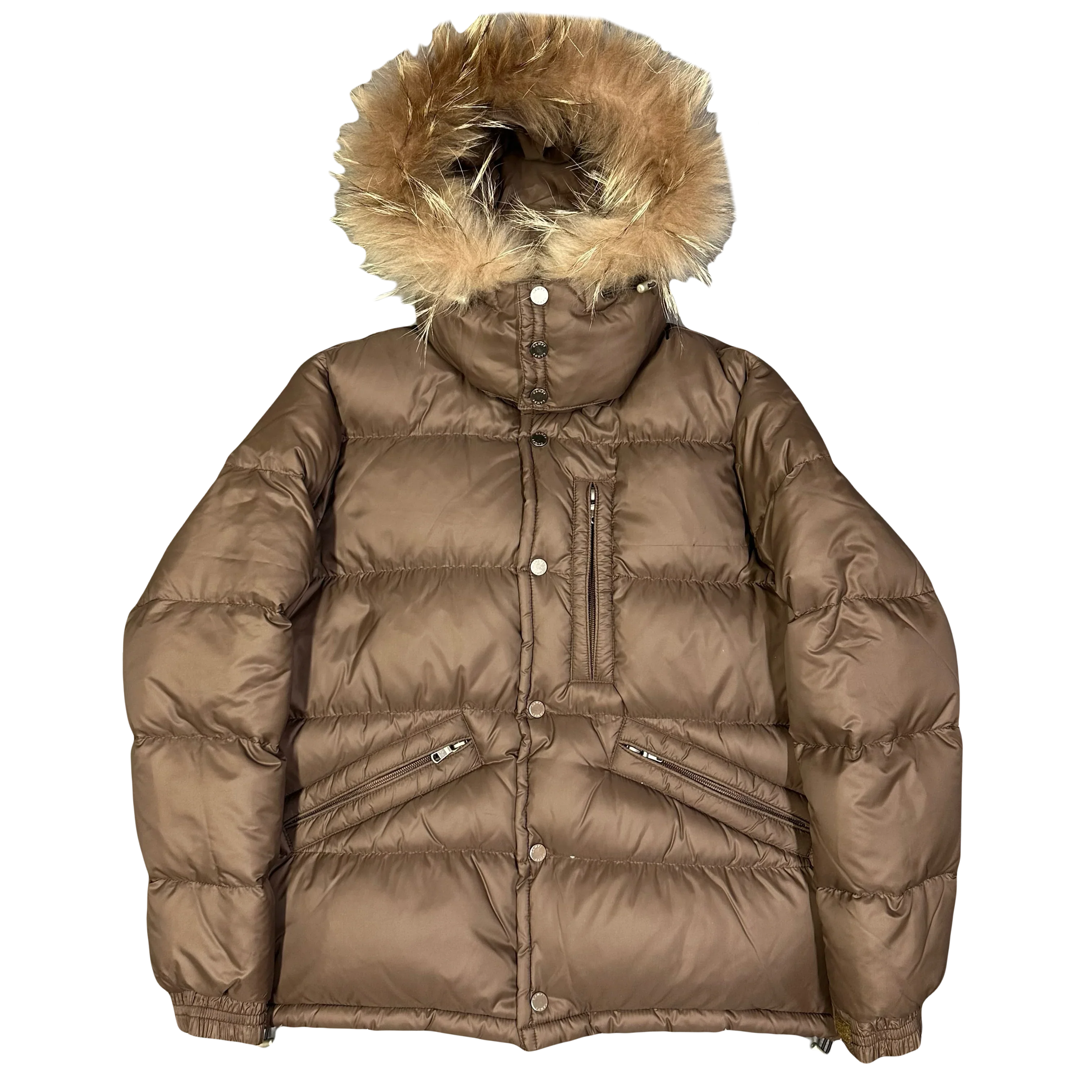 Fur Hood Puffer Jacket In Brown - product image
