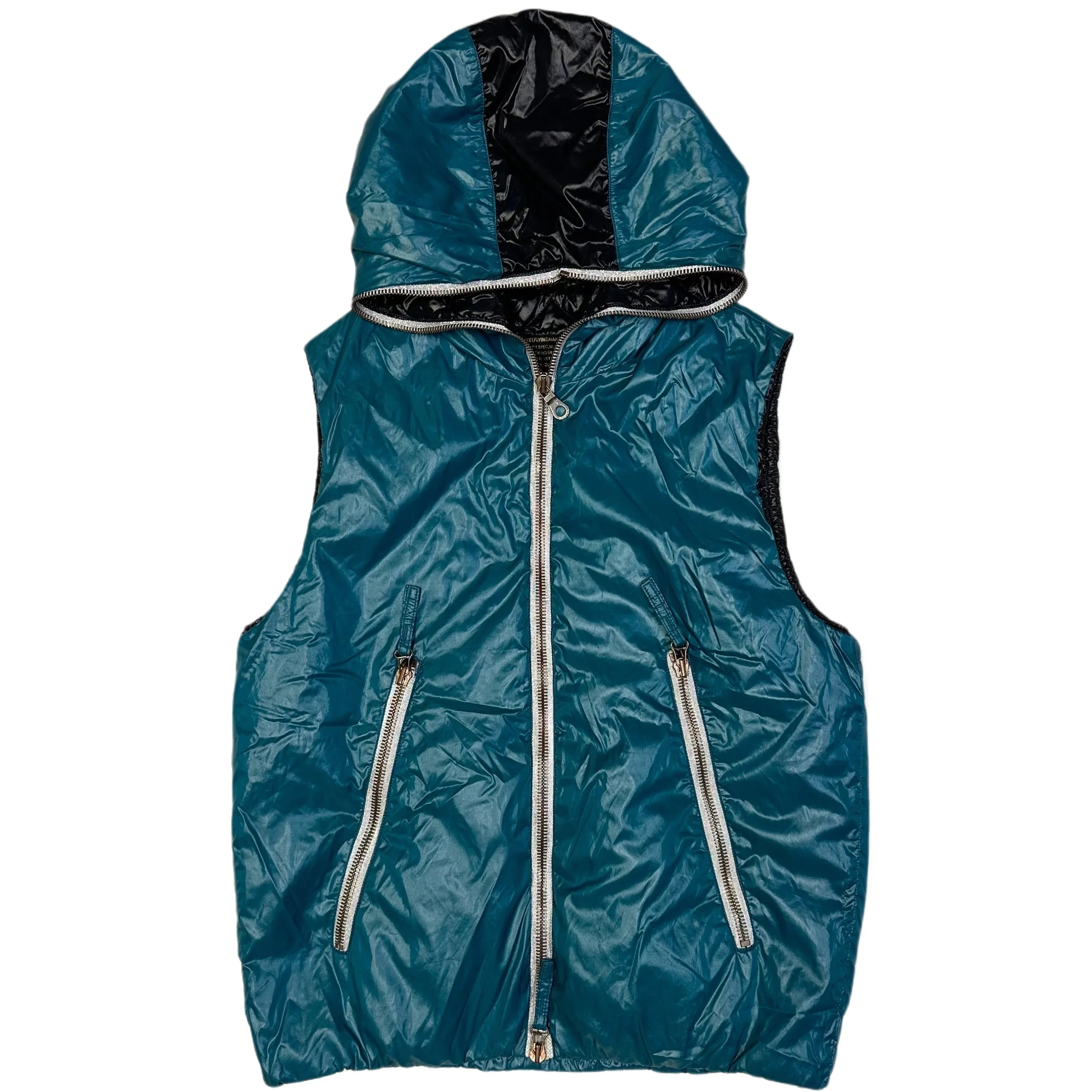 Hooded Puffer Gilet In Blue - product image