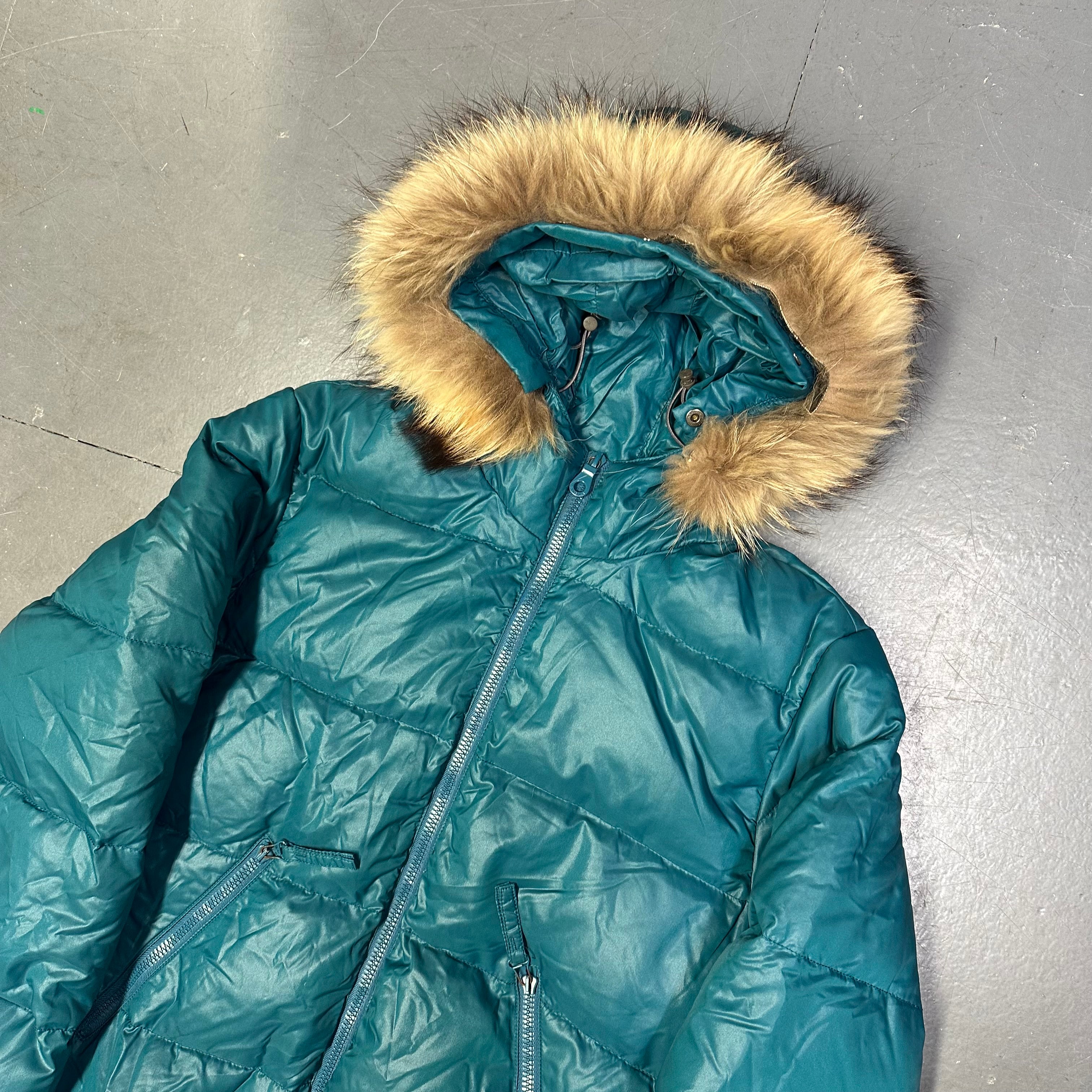 Fur Hood Puffer Jacket In Blue - product image