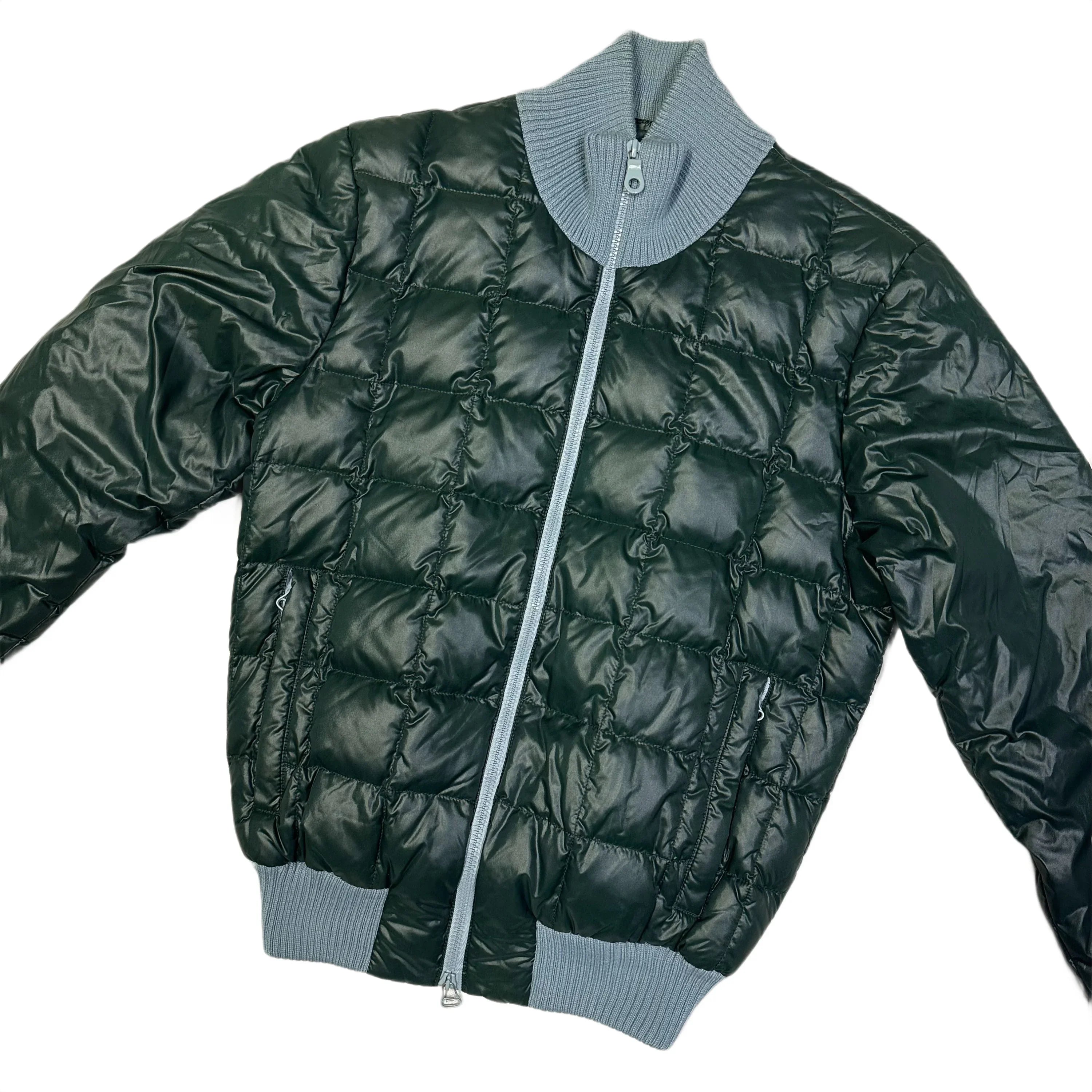 Square Stitch Puffer Jacket In Dark Green & Blue - product image