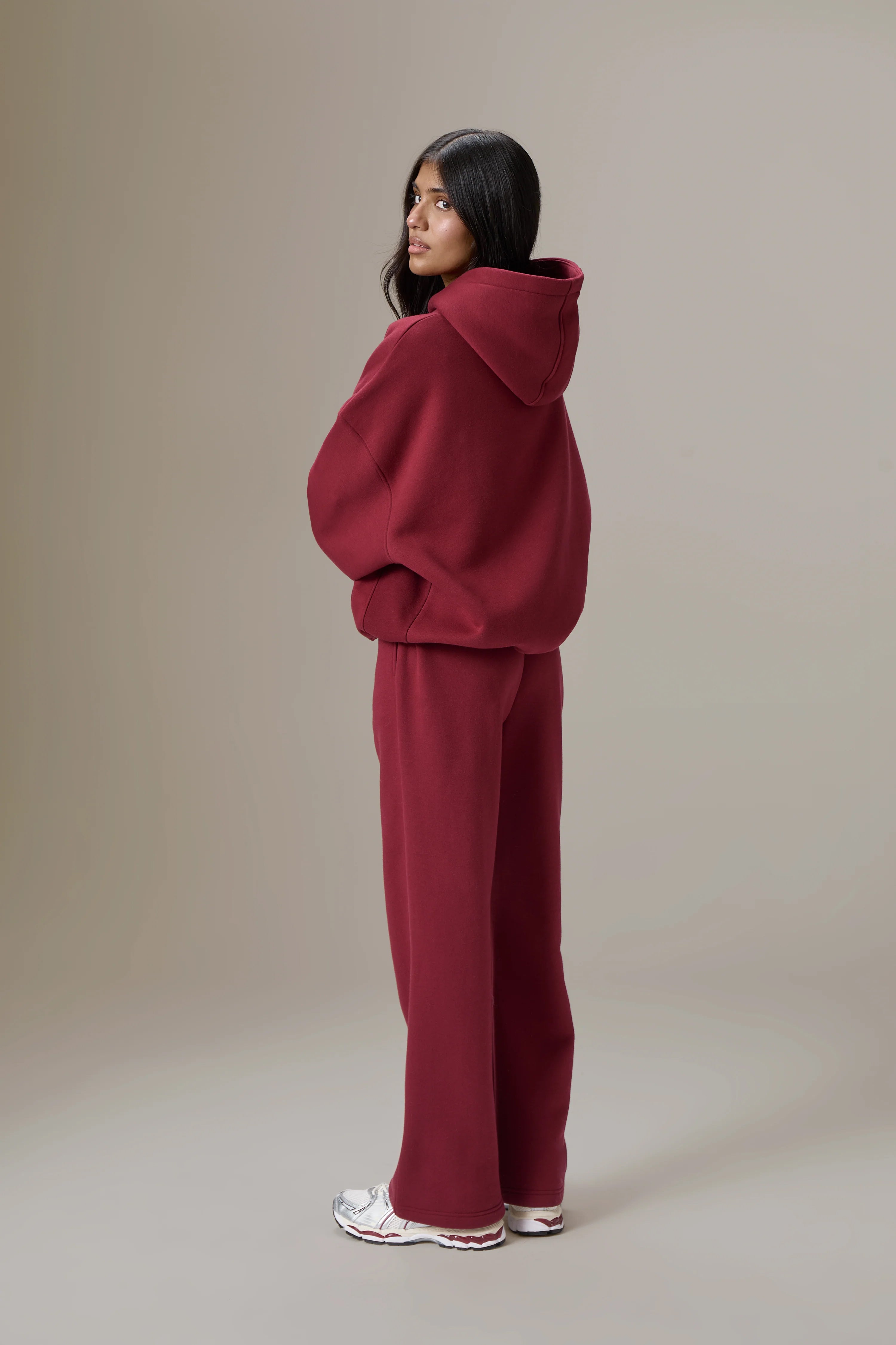 Petite Classic Wide Leg Sweatpants in Burgundy - image 5