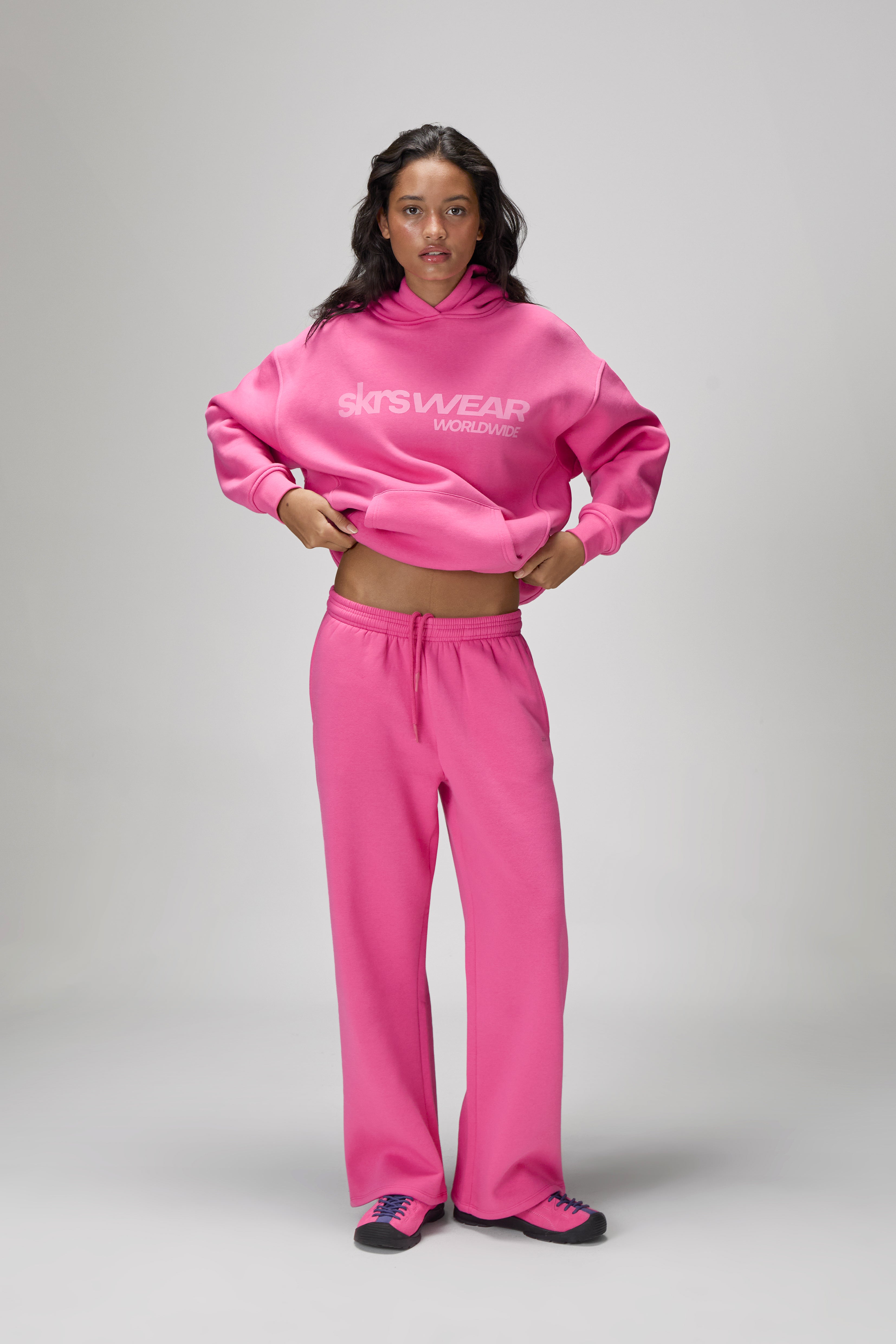 Classic Wide Leg Sweatpants in Hottest Pink