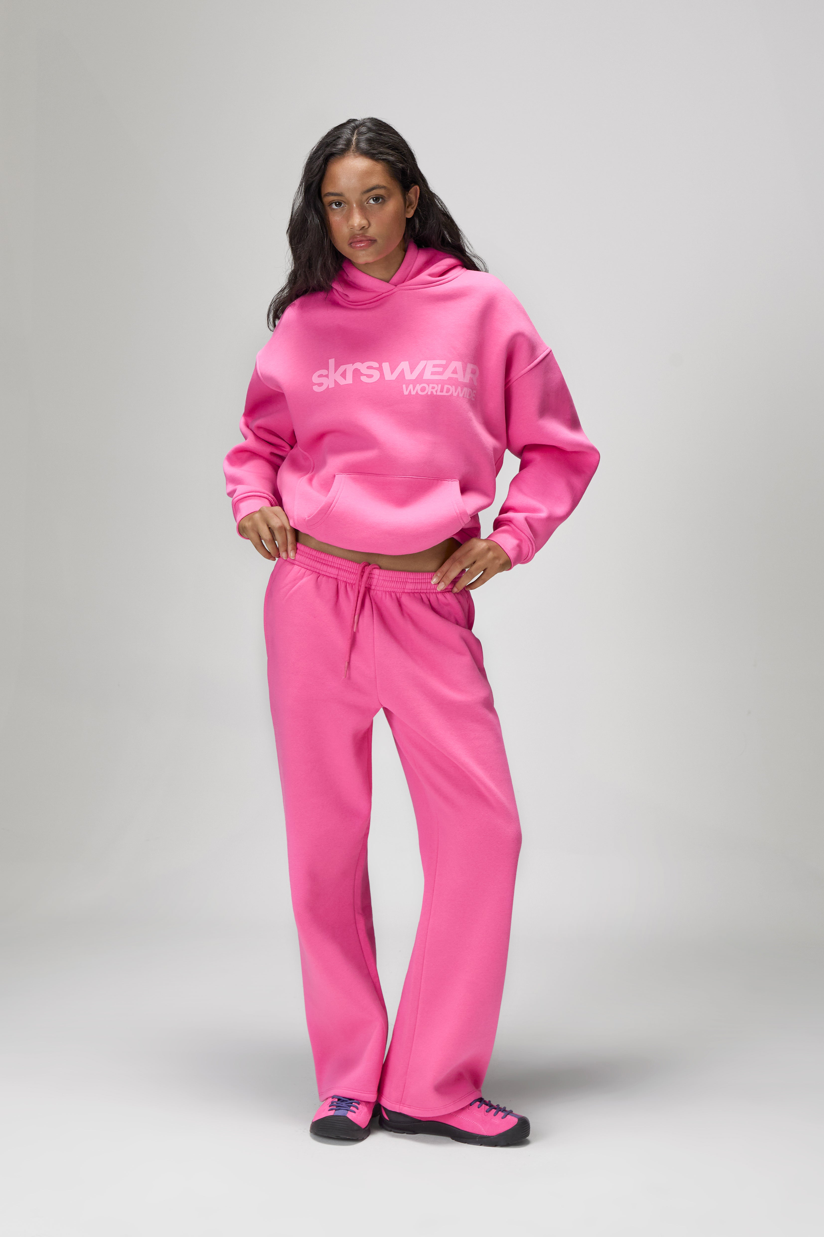 Classic Wide Leg Sweatpants in Hottest Pink - image 3