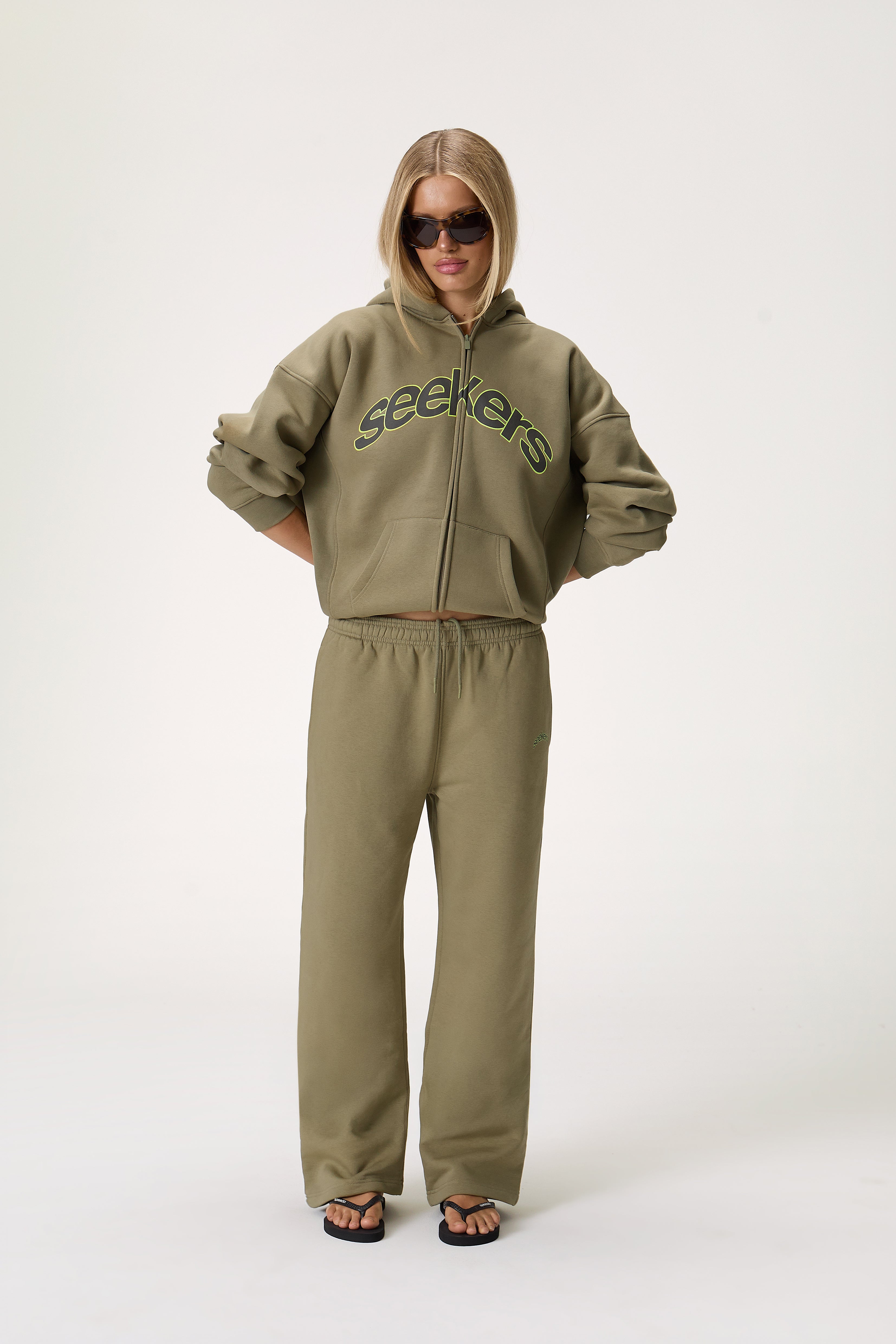 Doozy Wide Leg Sweatpants in Khaki - image 4