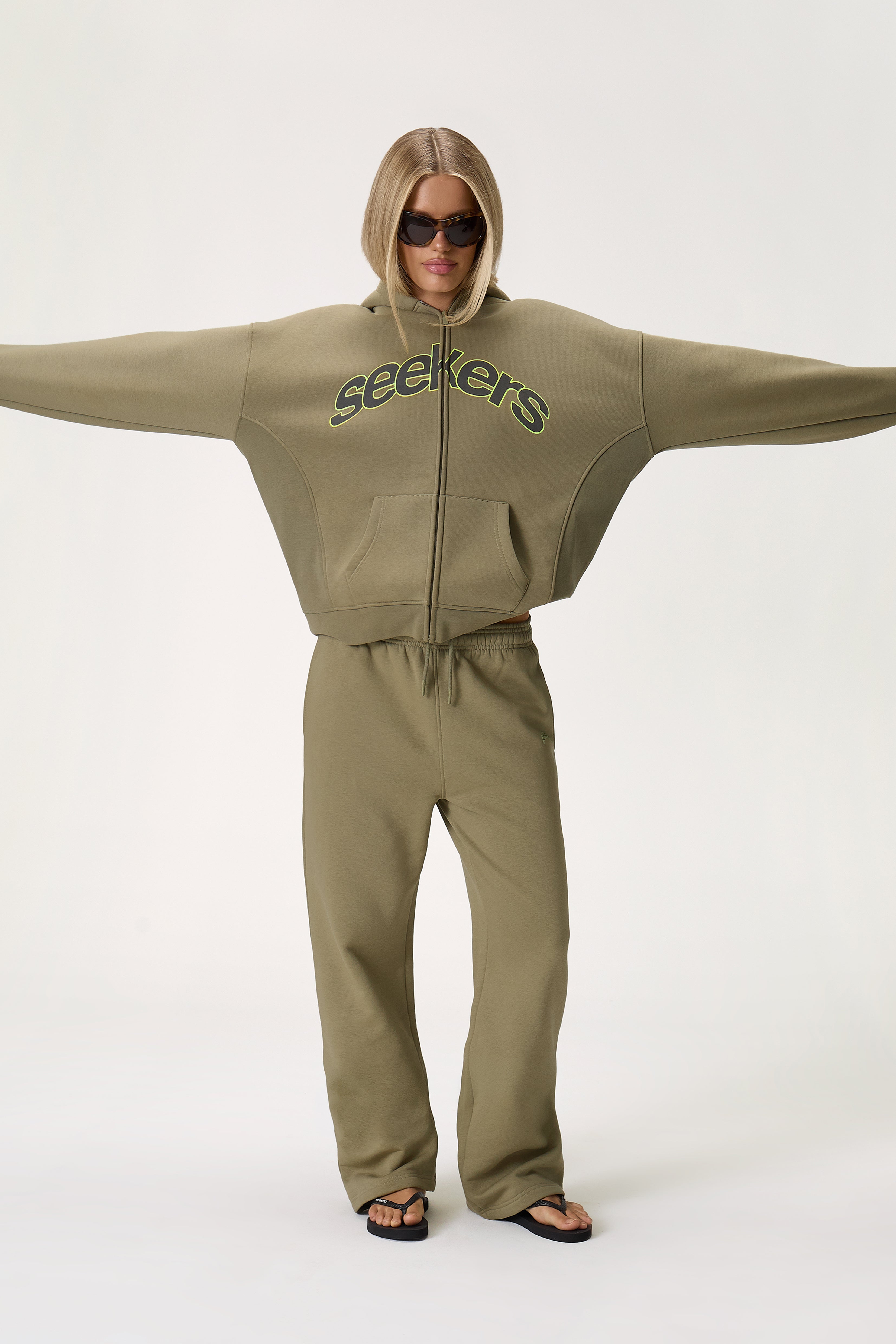 Doozy Wide Leg Sweatpants in Khaki - image 3