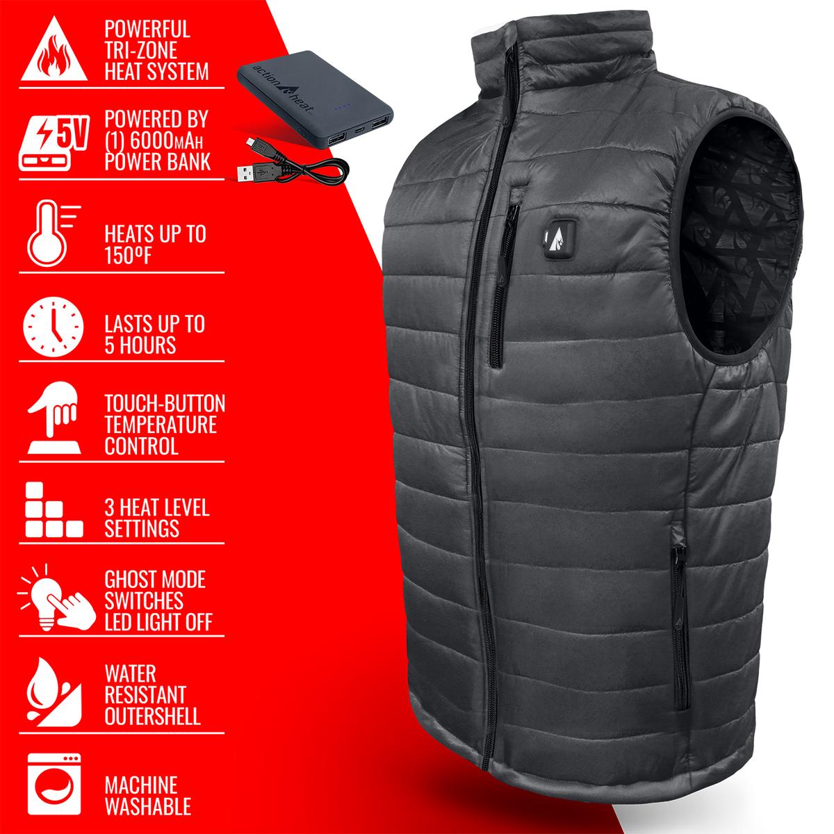 Heatrea 5V Men's Insulated Puffer Battery Heated Vest