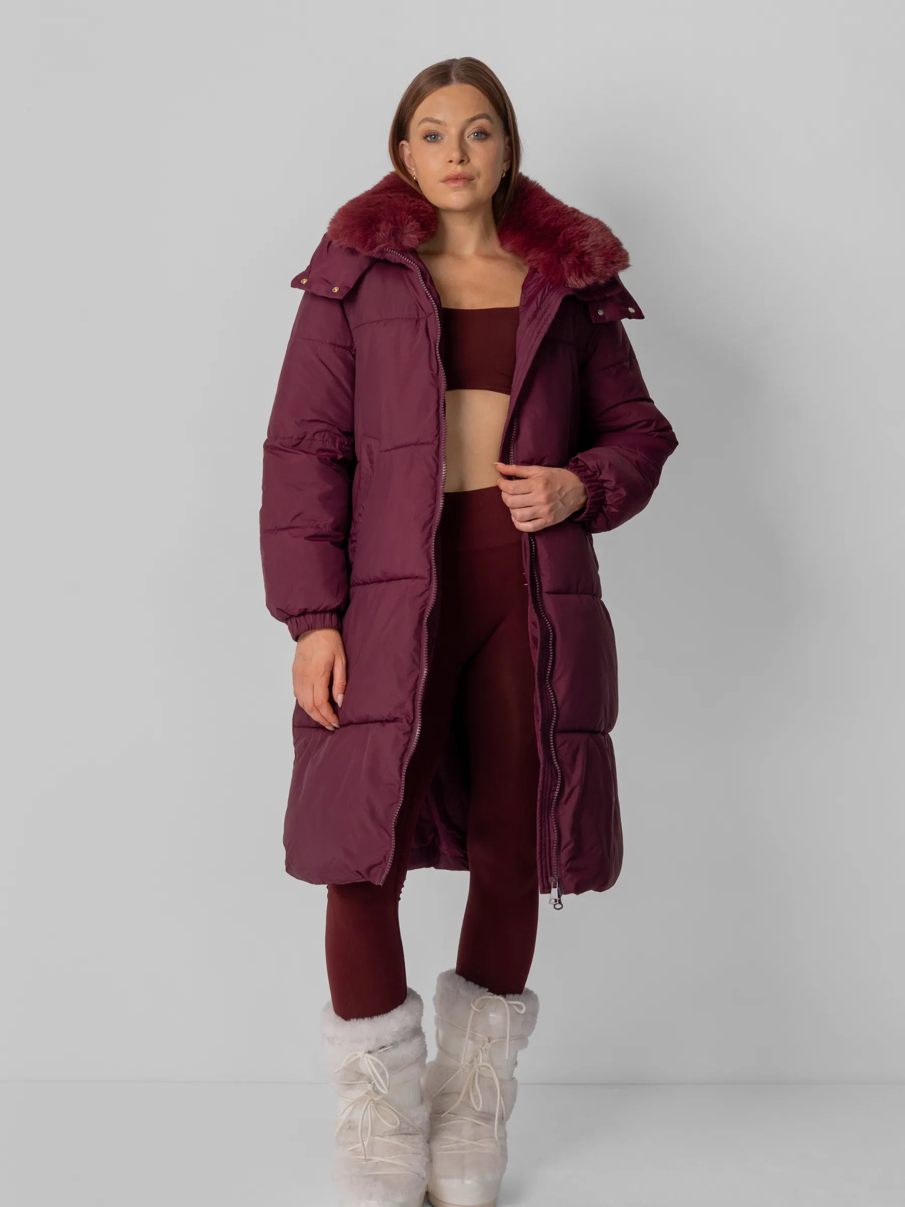 Faux Fur Collar Long Puffer Jacket - product image 2